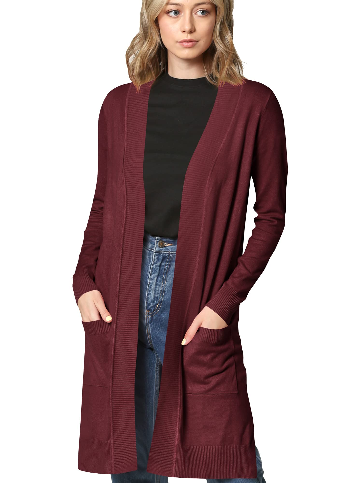 Johnny Women's Open Front Long Sleeve Knit Cardigan Sweater with Pockets | Casual Fall & Winter Outerwear | Perfect for Office, Coffee Dates & Cozy Evenings