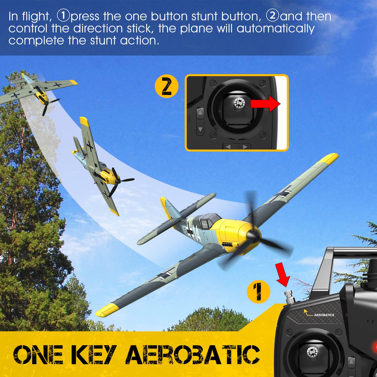 **2.4G 4 Channel RC Airplane - Remote Control Fighter Glider Foam Aircraft Toy for Boys & Kids | BF109 Model | Perfect for Outdoor Play, Hobby Flying & Gifts**