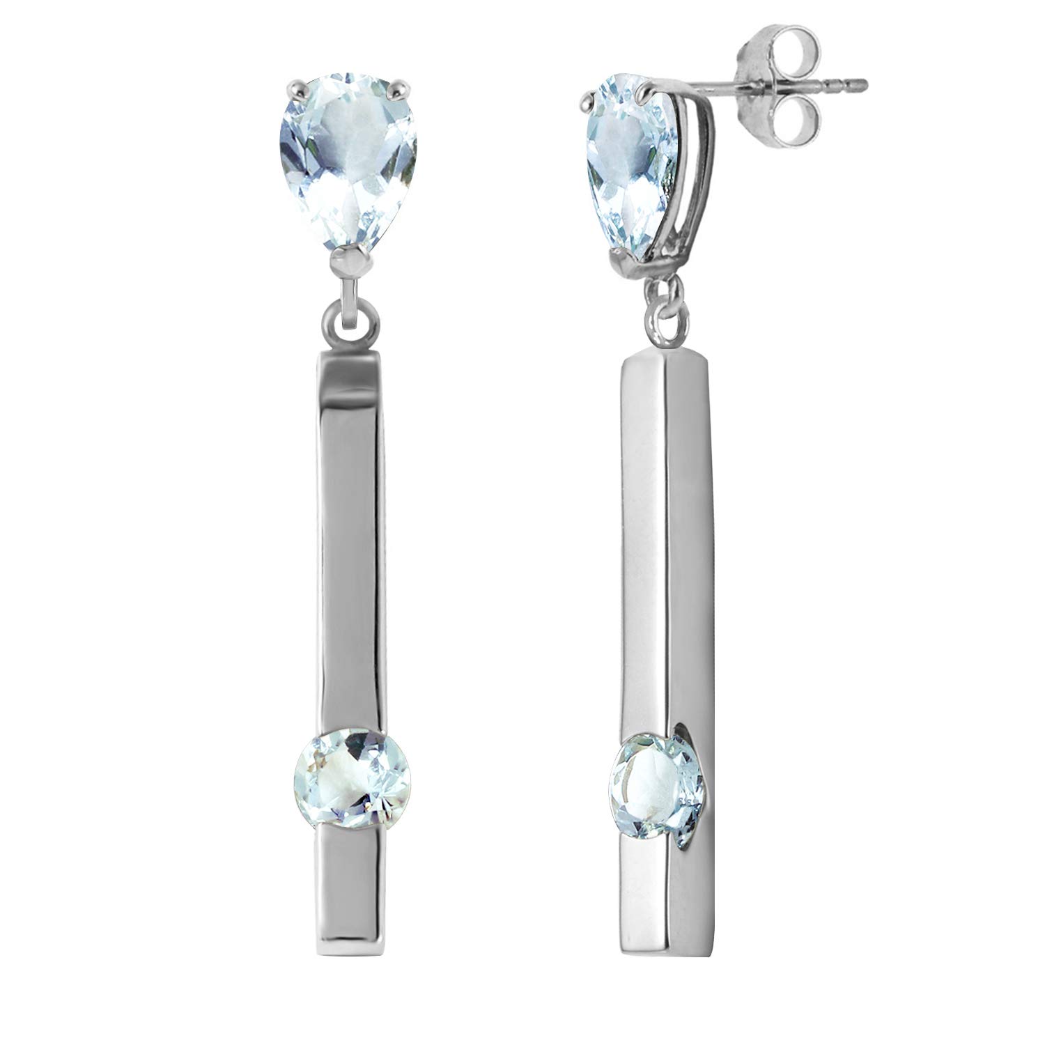 14K White Gold Chandelier Earrings with Natural Aquamarine Gemstones - Elegant Dangling Earrings for Weddings, Parties & Special Occasions