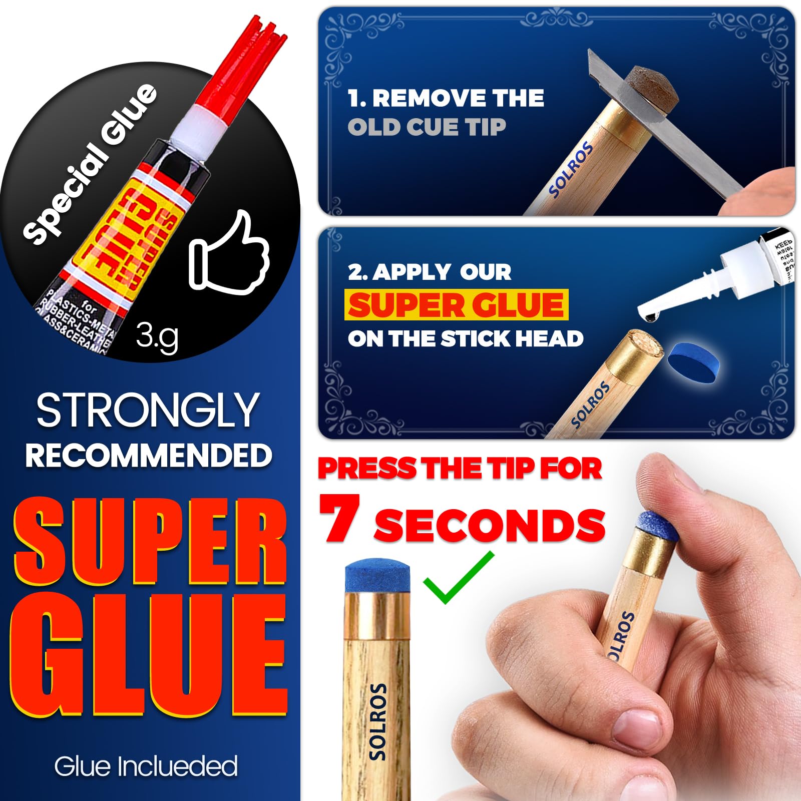 Premium Billiard Pool Cue Tips Replacement Kit - High-Quality Leather Snooker Stick Tips with Storage Box for Pool Table Cue Maintenance | Perfect for Professional Players & Home Game Rooms