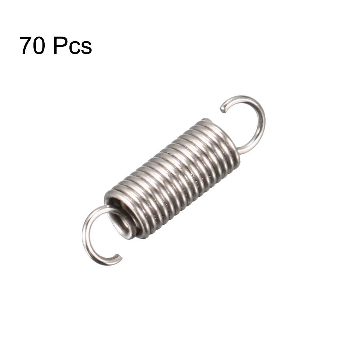 uxcell Extension Spring - 0.4mm Wire Dia, 3mm OD, 12mm Free Length, Spring Steel Small Dual Hook Tension Spring (70pcs) - Perfect for DIY Projects, Jewelry Making, and Small Mechanical Repairs