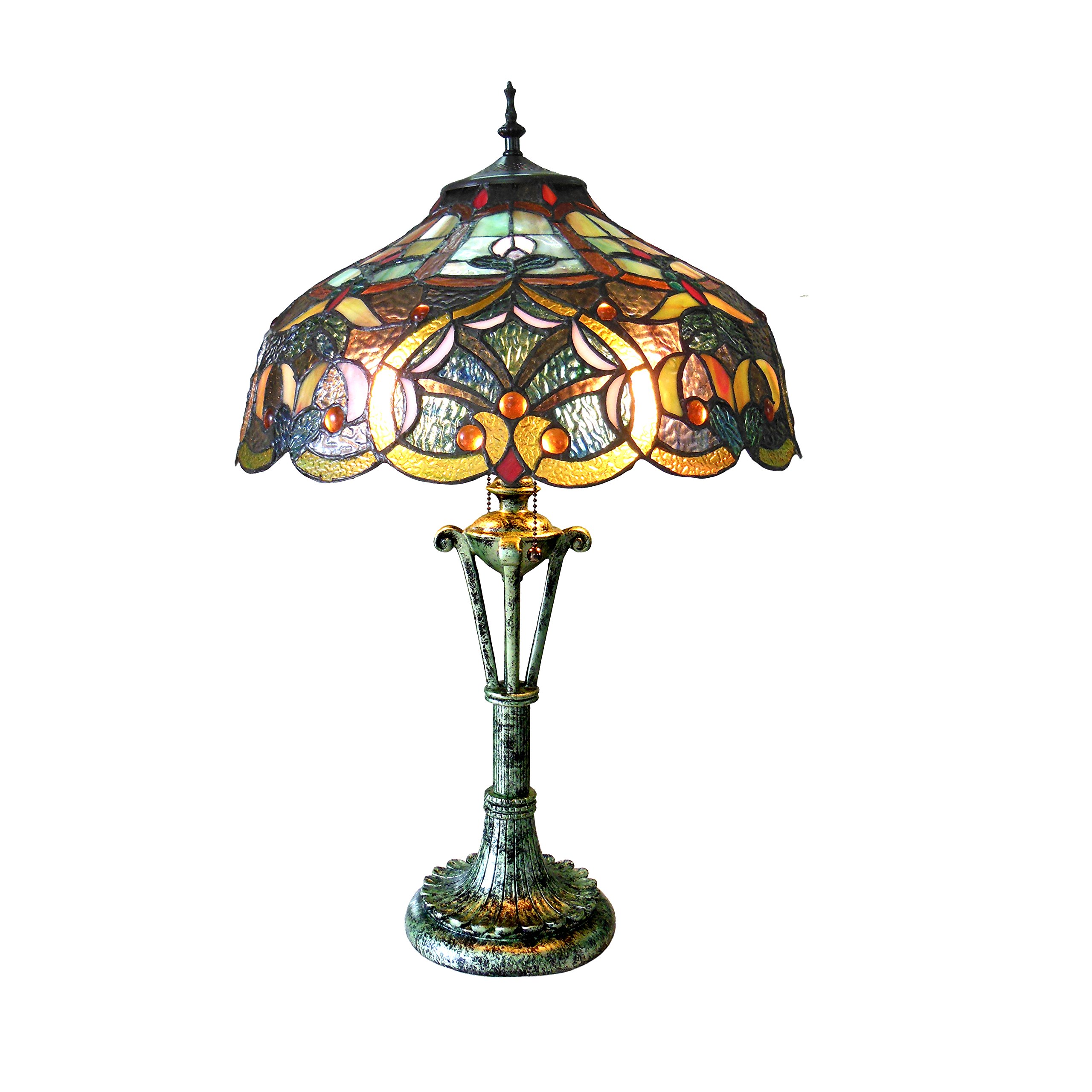 Tiffany-Style 2-Light Victorian Table Lamp with 17