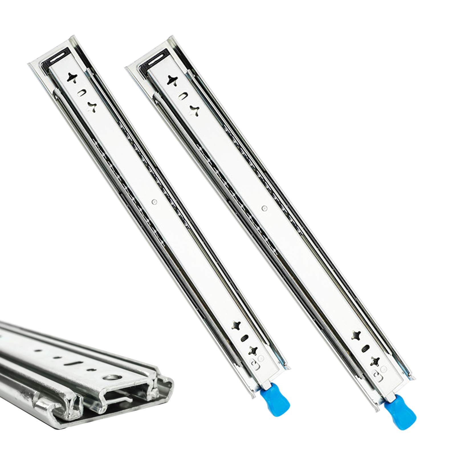 Heavy Duty Ball Bearing Drawer Slides - Full Extension 242 lbs Capacity (1 Pair) - Easy Install for Cabinets, Dressers, Toolboxes & Workshop Furniture
