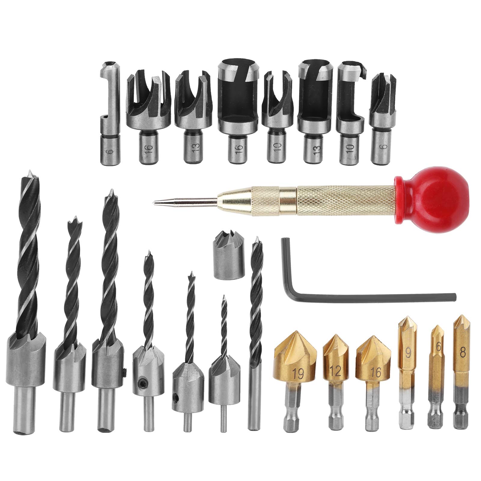 Premium Woodworking Chamfer Drilling Tool Set - High Abrasion Resistance Wood Drilling Cutters for Professional & DIY Projects - Perfect for Furniture Making, Cabinetry & Wood Crafting