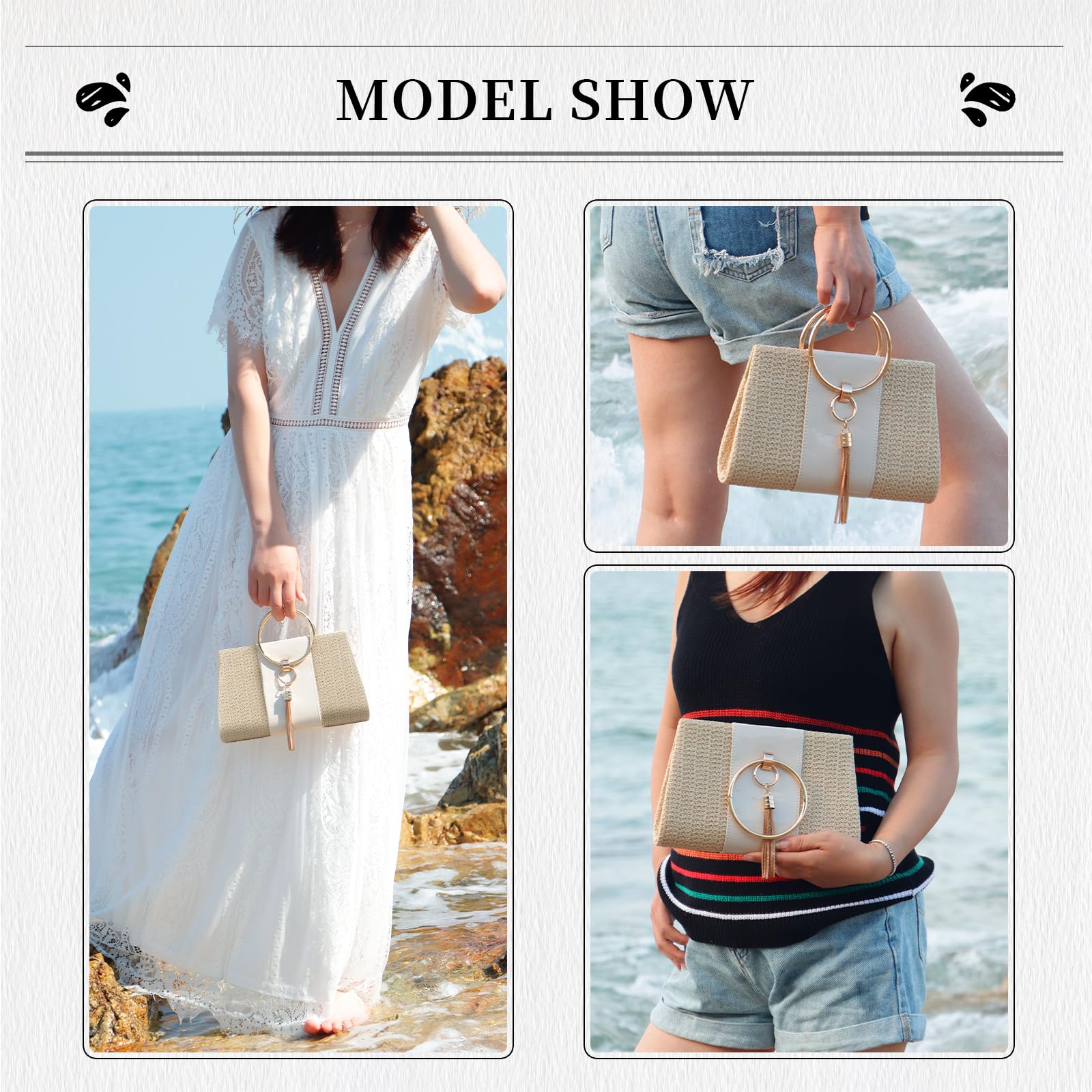 Lanpet Women's Straw Clutch Evening Handbag - Elegant Summer Beach Tote Purse with Tassel Design | Perfect for Parties, Weddings & Vacation Accessories