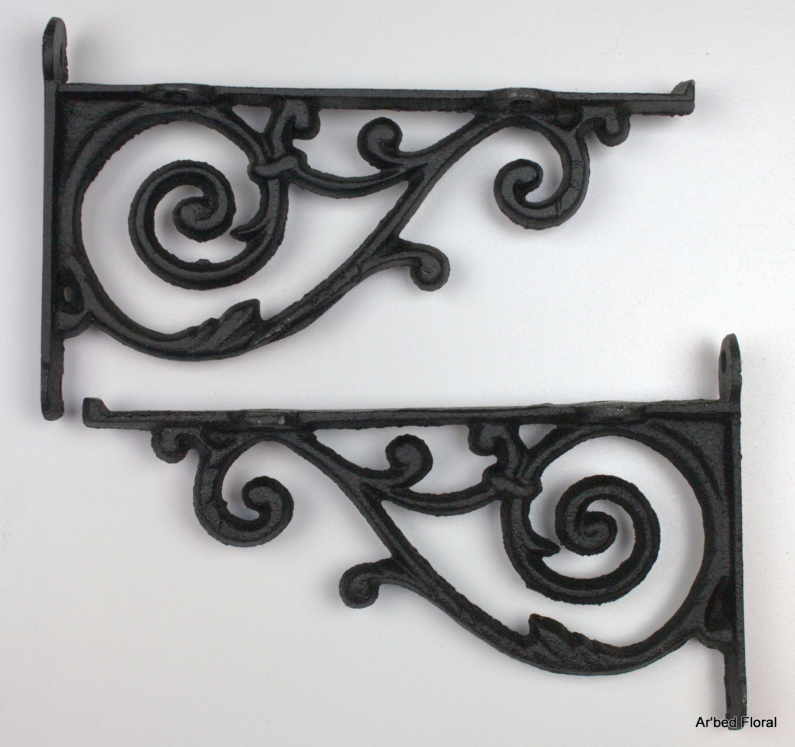 2 Pack Heavy Duty Iron Shelf Brackets - Decorative Ornate Brackets for Shelves, Wall Mounting, Patio, Garden & Home Decor - Perfect for DIY Projects, Bookshelves, Floating Shelves & Outdoor Furniture