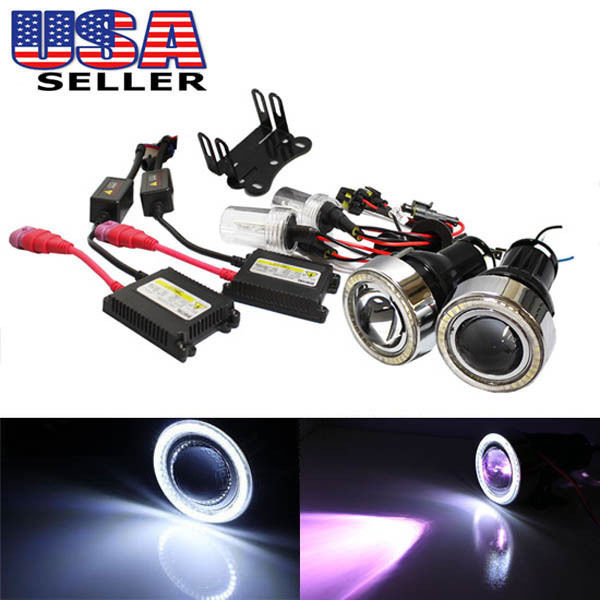 3 Pack Projector Fog Lights with 40 LED Halo Angel Eyes Rings & 12000K HID Combo Kit - Upgrade Your Car's Night Visibility for Off-Road, Street Driving, and Bad Weather Conditions