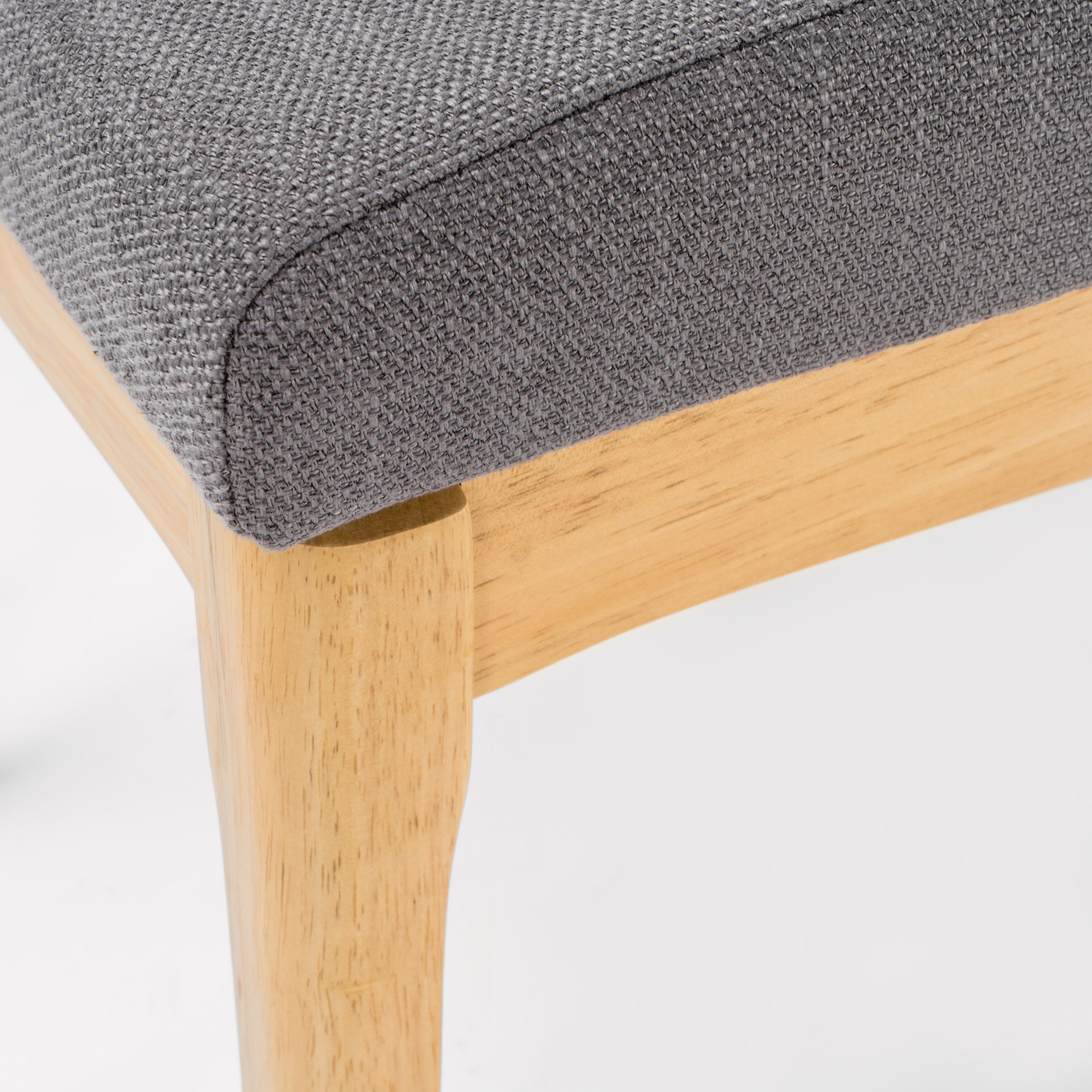 Kwame Fabric & Oak Finish Dining Chairs Set of 2, Dark Grey - Modern Kitchen & Dining Room Furniture for Home & Restaurant Use