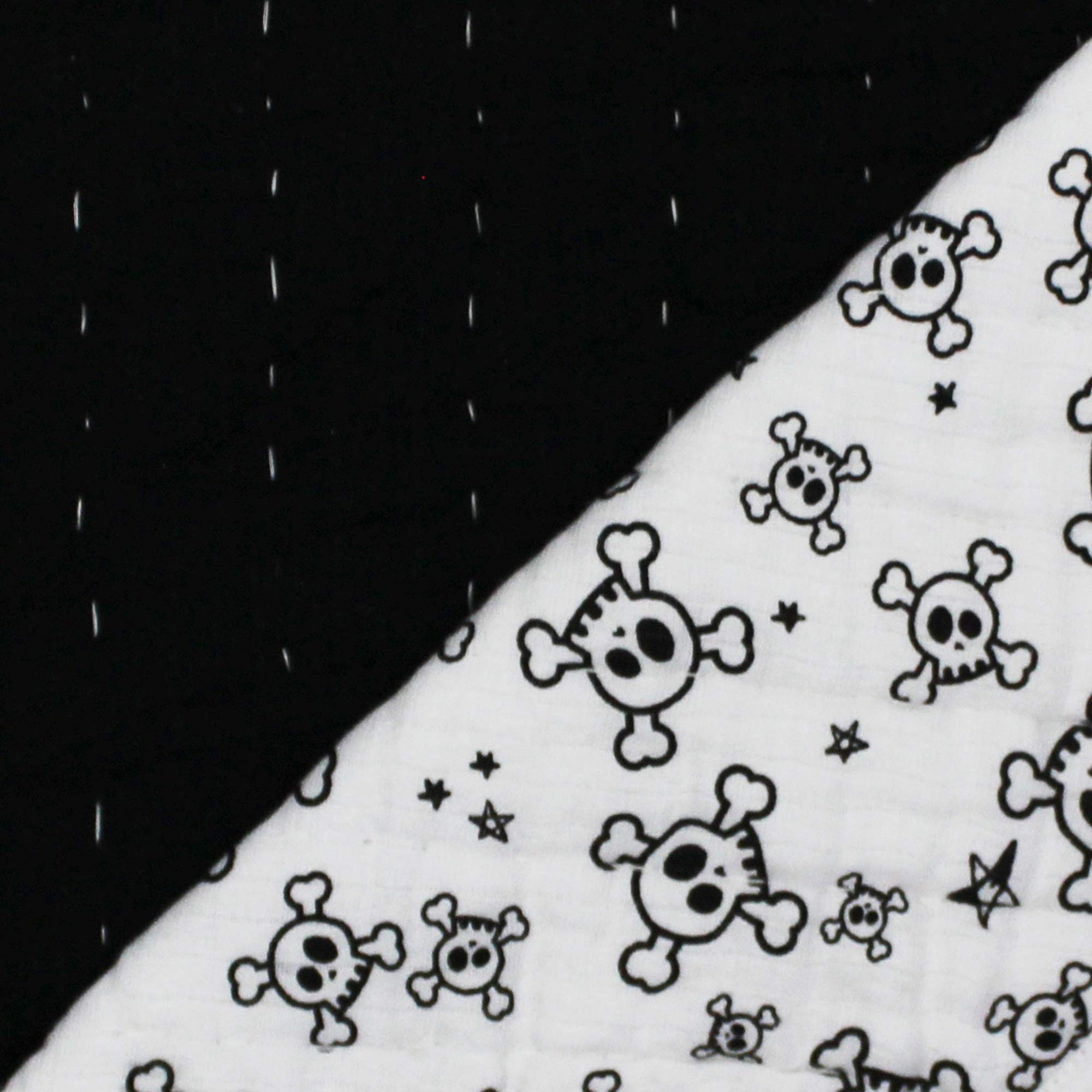 HonestBaby Reversible Organic Cotton Baby Blanket for Boys & Girls - Soft Quilted Infant Blanket, Unisex Tossed Skulls/Black Design - Perfect for Nursery, Stroller & Swaddling (One Size)