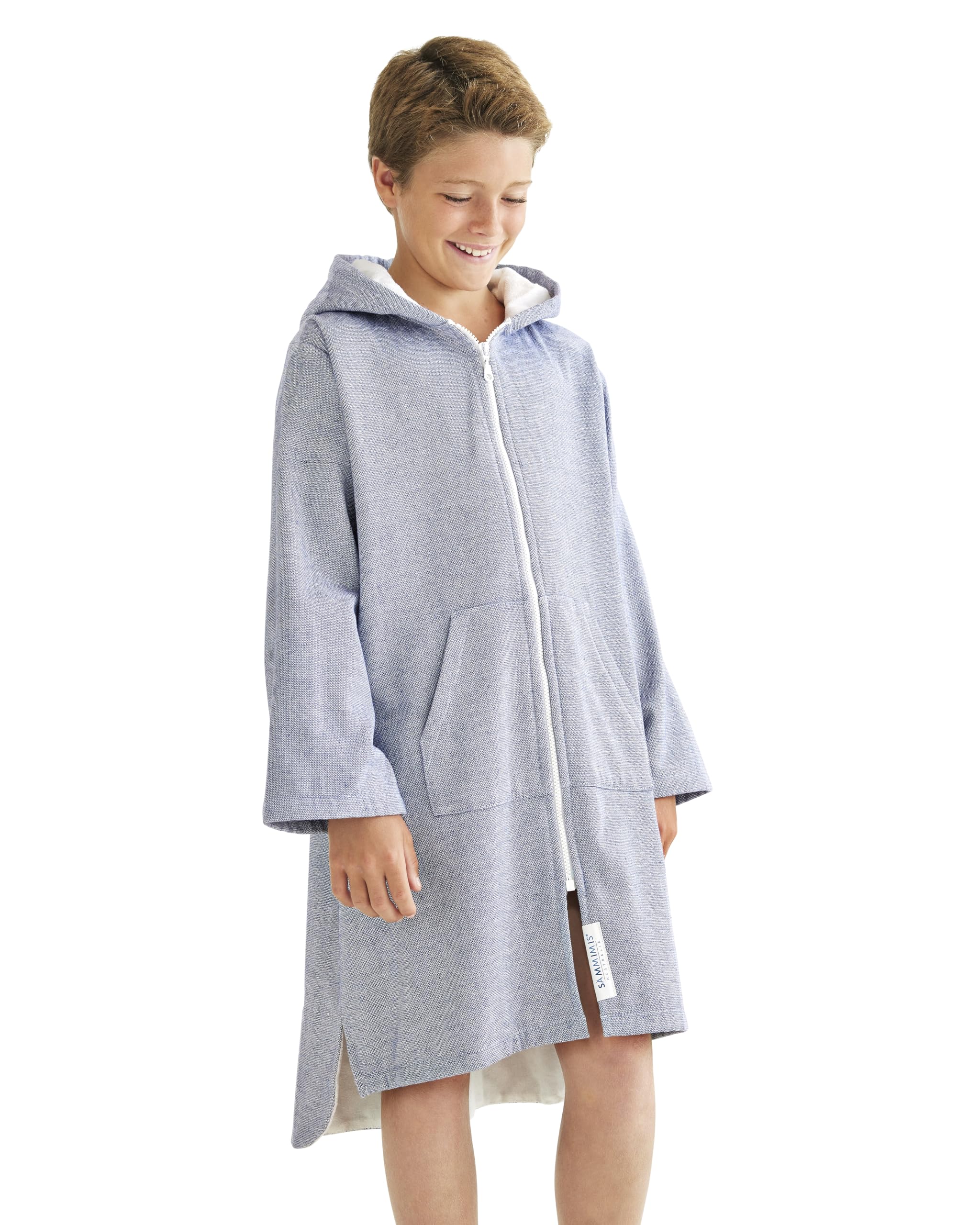 SAMMIMIS Kids Bathrobe & Swim Cover Up for Girls & Boys - Hooded Terrycloth Zip Up Poncho Towel - Soft Beach Towel for Swimming Pool, Vacation & After Bath (Blue, Age 4-6) | Perfect for Beach Trips, Pool Parties & Cozy Home Wear