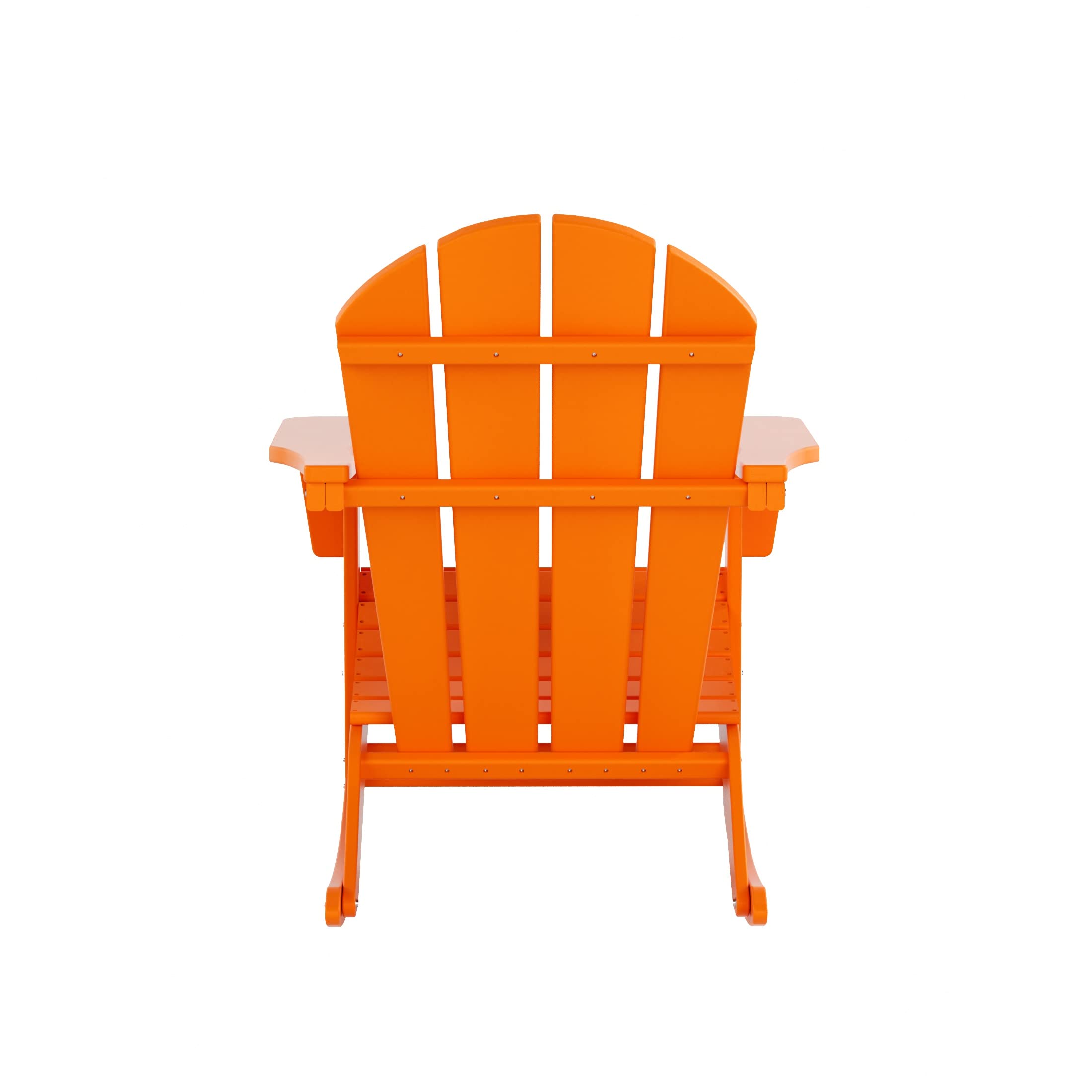WO Home Furniture 3-Piece Patio Rocking Chair Set - Classic Outdoor Adirondack Rocker Chairs with Matching Table (Orange) - Perfect for Backyard, Garden, Porch & Poolside Relaxation