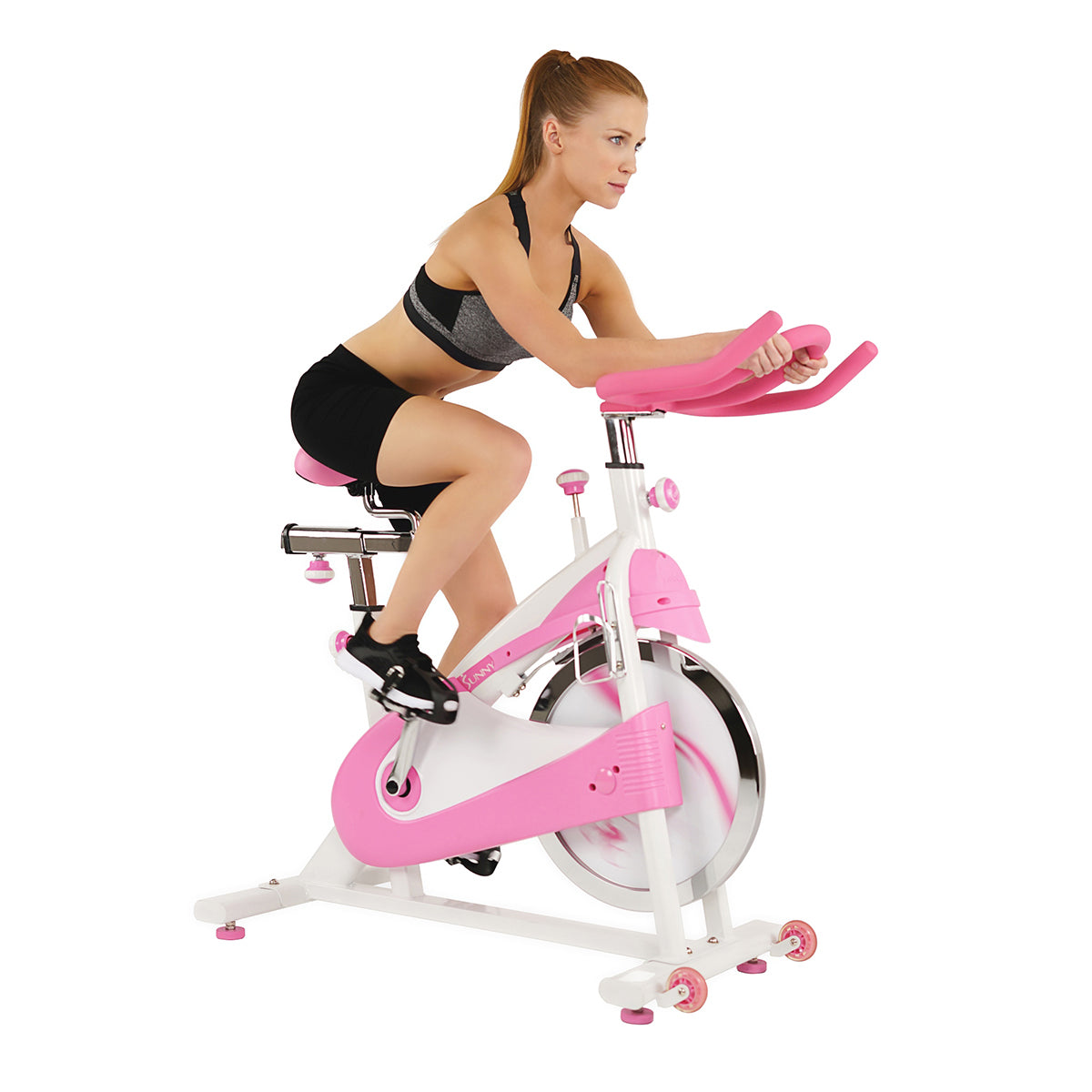 Premium Pink Belt Drive Exercise Bike - Quiet Indoor Cycling Trainer for Home Gym & Cardio Workouts - Perfect for Spin Classes, Weight Loss & Fitness Training