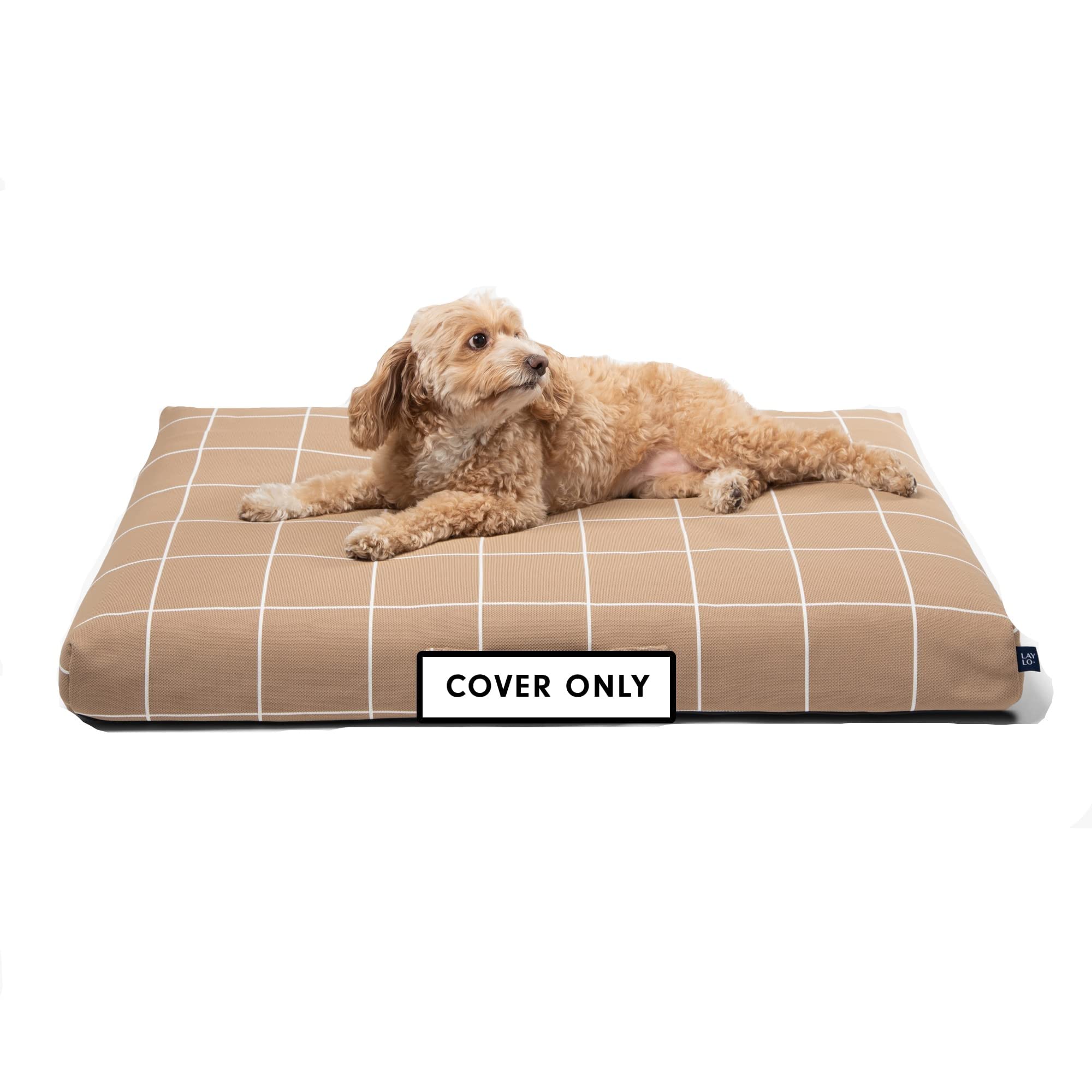 Washable & Durable Dog Bed Cover Replacement - Eco-Friendly DIY Stuffable Pet Bed Cover Only (X-Large, Almond Grid) - Perfect for Home, Travel & Kennel Use