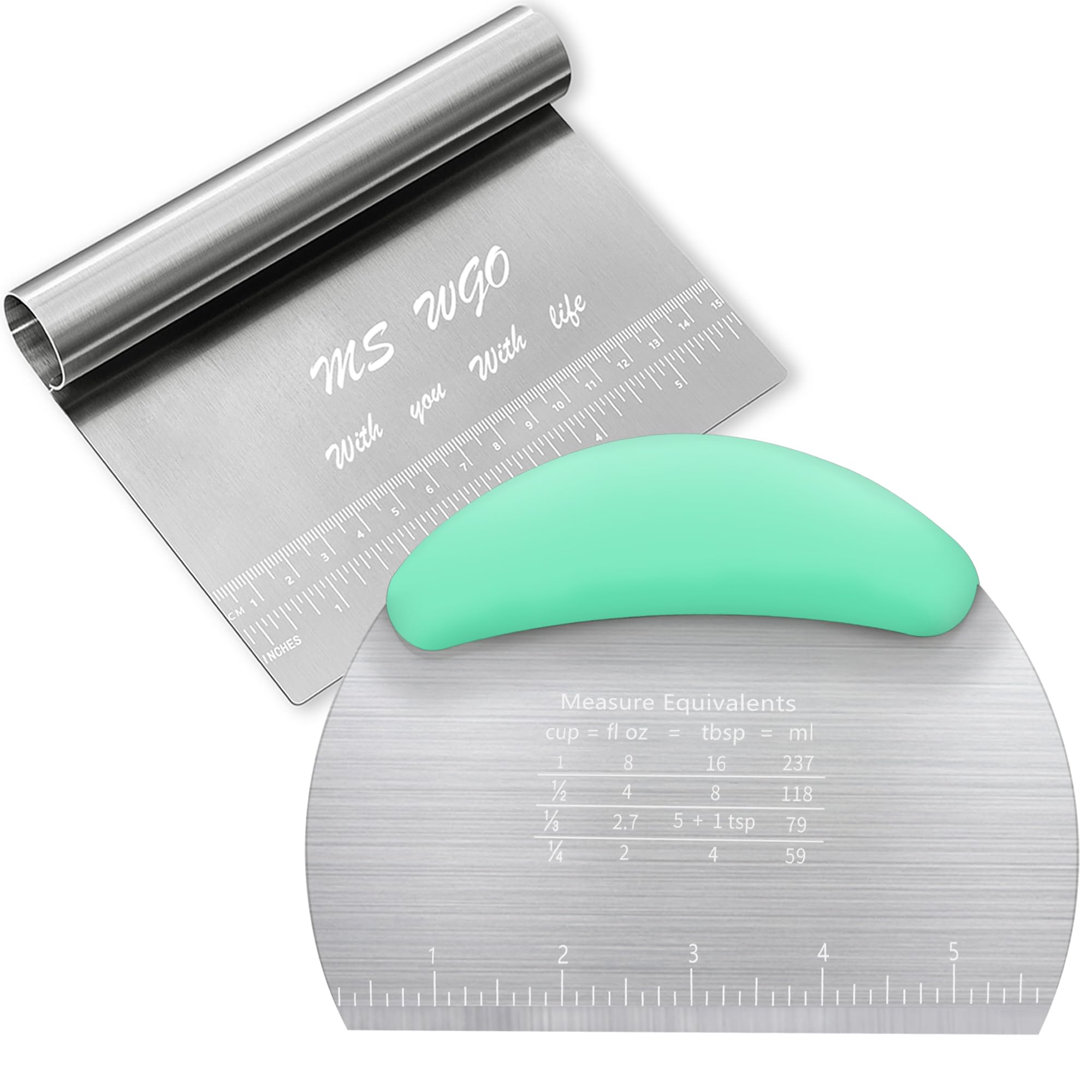 Premium Stainless Steel Dough Scraper & Pizza Cutter with Measurement Ruler - Multi-Purpose Kitchen Tool for Baking, Pastry, Cookies, Bread & Vegetable Prep - Ideal for Home Bakers & Professional Chefs