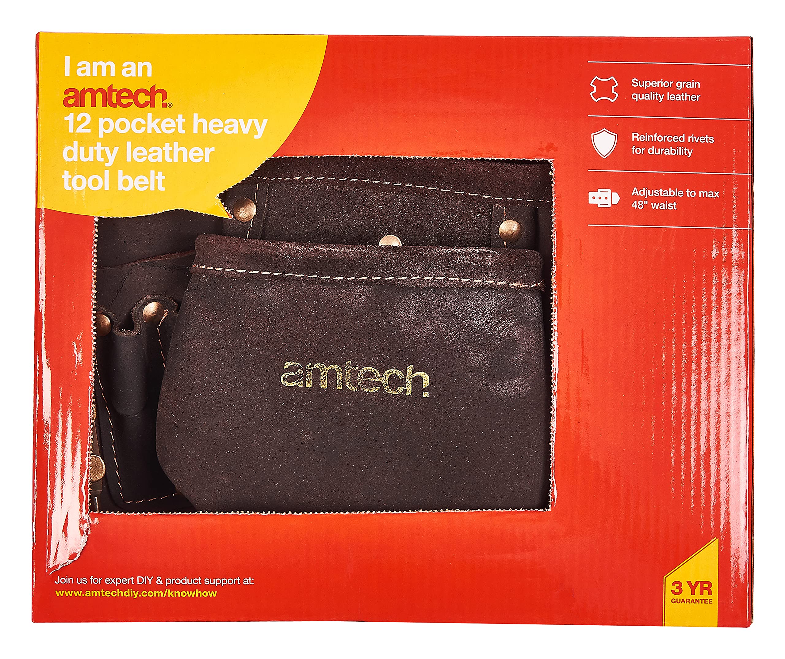 12-Pocket Heavy Duty Leather Tool Belt for Construction, Carpentry & DIY Projects - Durable Work Belt with Multiple Pockets for Tools & Accessories