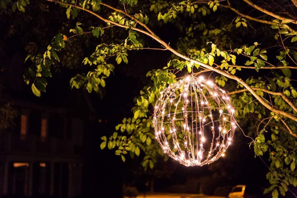 Elf Logic 3 Pack 16” LED Christmas Light Balls - Indoor/Outdoor Waterproof Holiday Decorations | Warm White String Lights for Christmas Tree, Patio, Garden, Wedding & Party Decor | Energy Efficient Durable Decorative Lighting