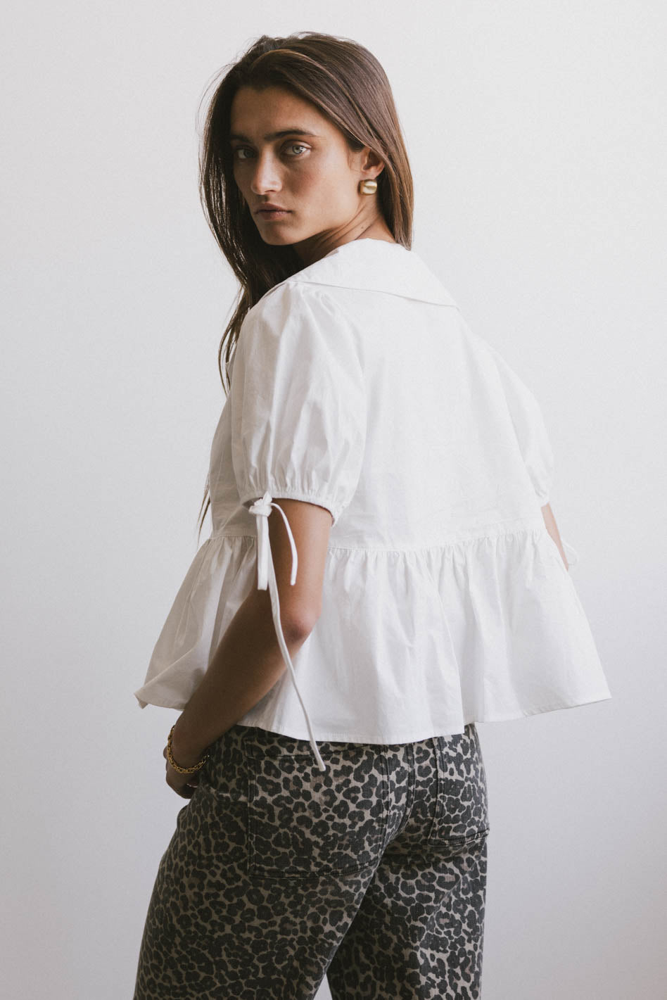 Bea Collared Peplum Blouse for Women - Elegant Office & Party Tops - FINAL SALE - Perfect for Work, Date Night & Special Occasions