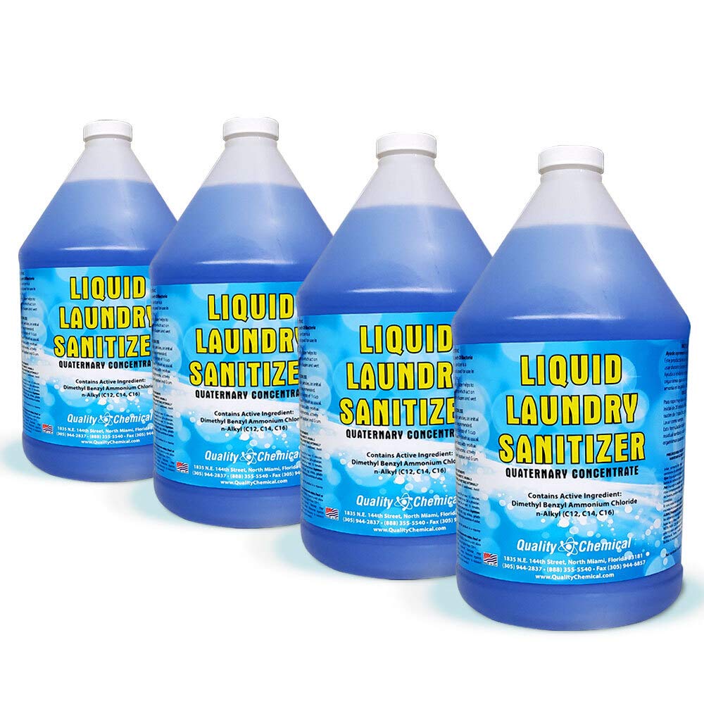 Premium Laundry Sanitizer & Disinfectant Liquid - Odor Eliminator for Clothes, Linens & Fabrics (128oz, Pack of 4) | Commercial & Home Use for Fresh, Hygienic Laundry
