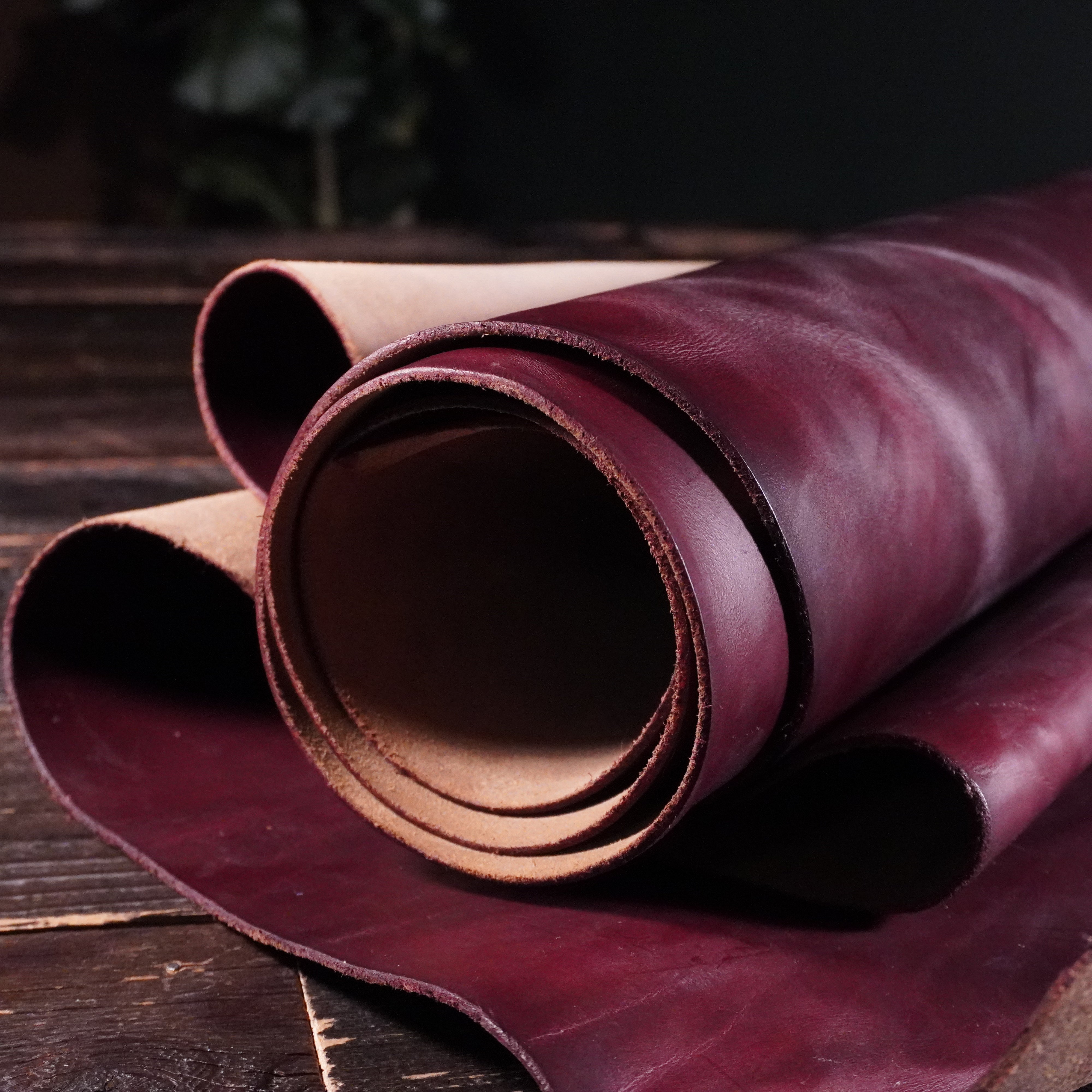 Premium Horween Burgundy Chromexcel Leather (6oz) - Whisper Wax Finish for Luxury Wallets, Belts & Handcrafted Goods - Durable & Elegant Leather for DIY Projects & Leatherworking