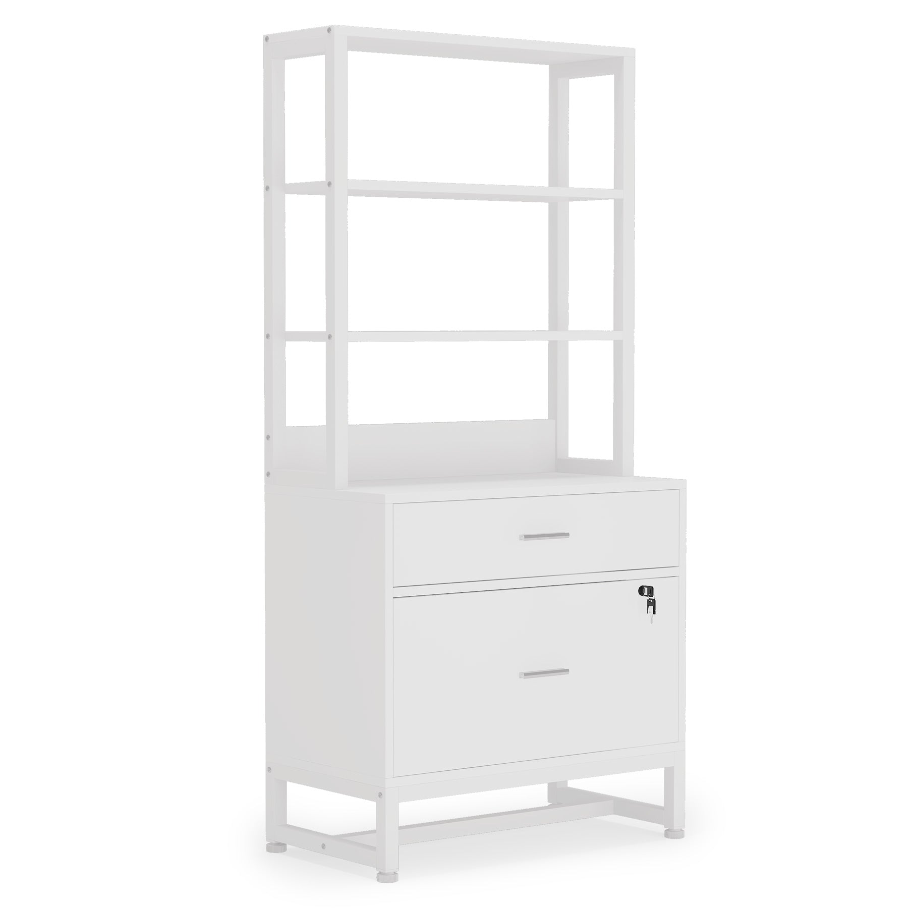 2-Drawer Vertical File Cabinet with Open Shelves - Compact Office Storage for Documents & Supplies | Perfect for Home, Office & Small Business Organization