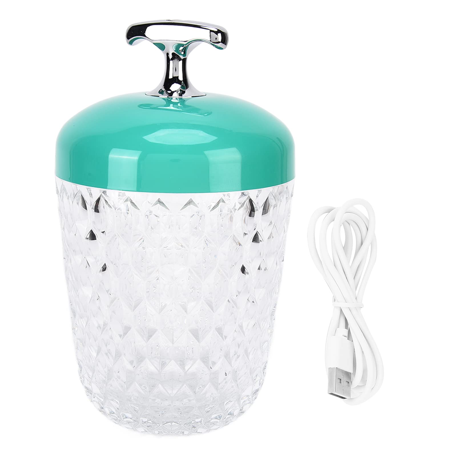Crystal Table Lamp - LED USB Rechargeable Night Light with 3-Color Dimming & Touch Control, Green Bedside Lamp for Bedroom, Living Room, Office Decor | Perfect for Reading, Relaxation & Ambient Lighting