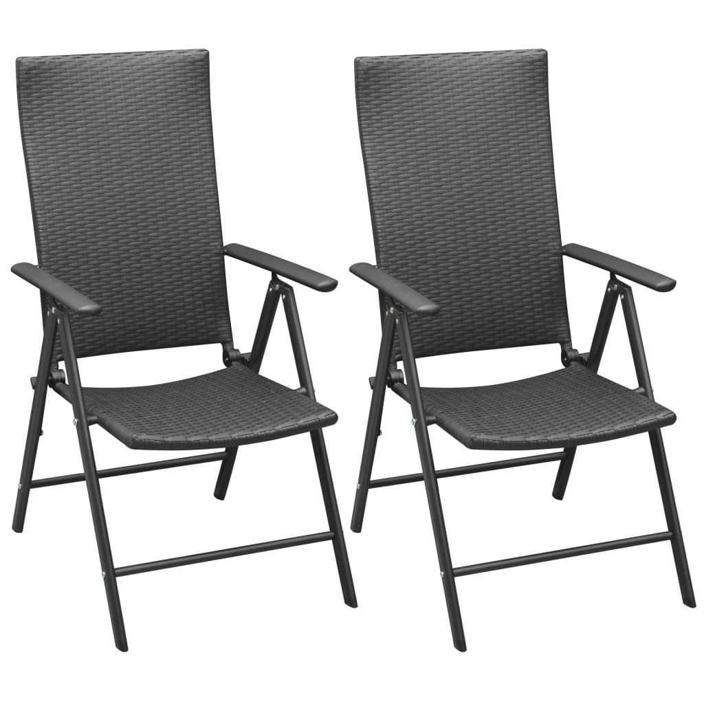 2-Piece Folding Stackable Patio Dining Chairs - Poly Rattan Outdoor Armrest Chairs for Garden, Bistro, Deck & Backyard - Perfect for Outdoor Dining, Lounging & Entertaining