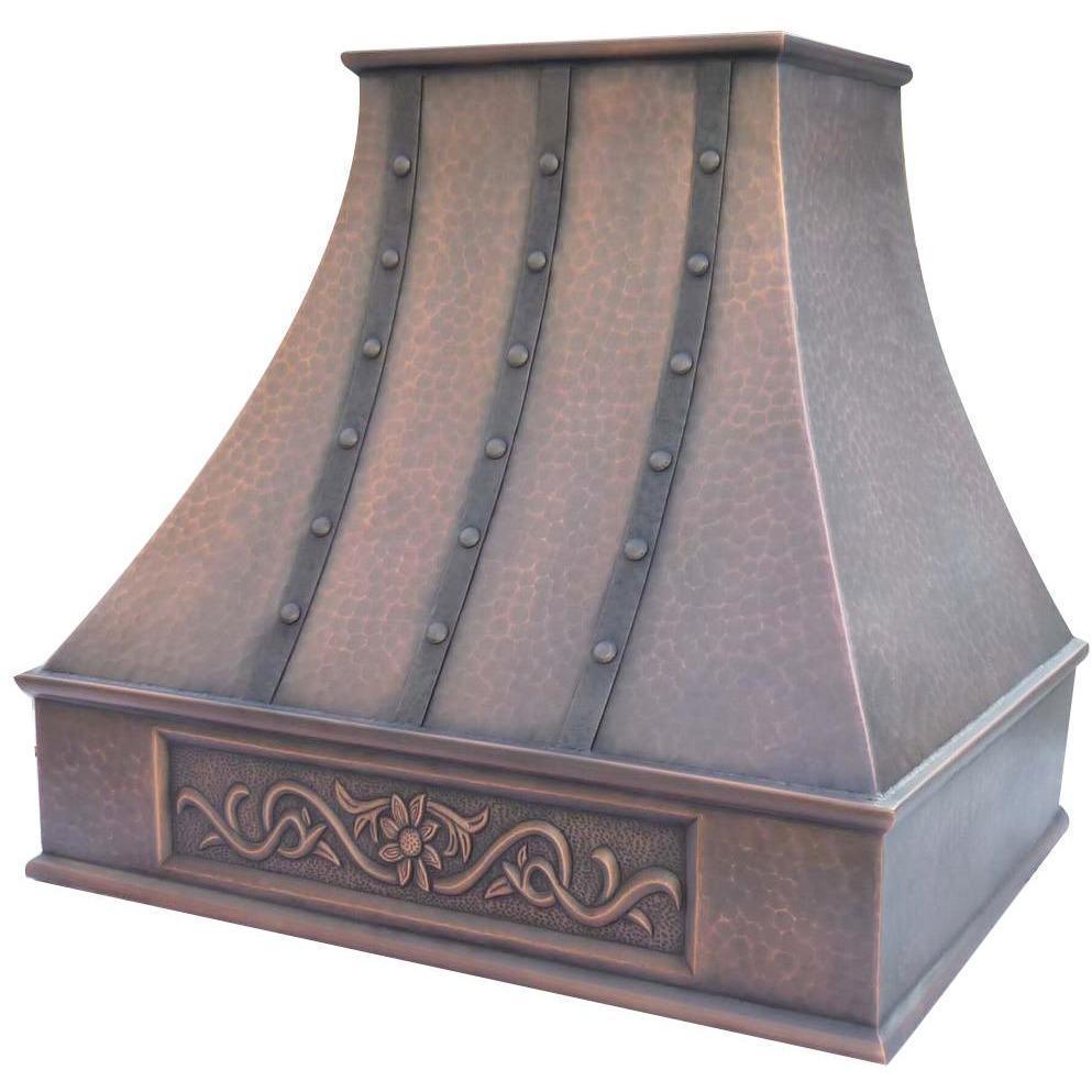 Premium SINDA Tuscan Copper Range Hood H7TRA3 - Modern Kitchen Ventilation for Italian & Mediterranean Style Homes - Perfect for Cooking, Baking & Smoke Removal
