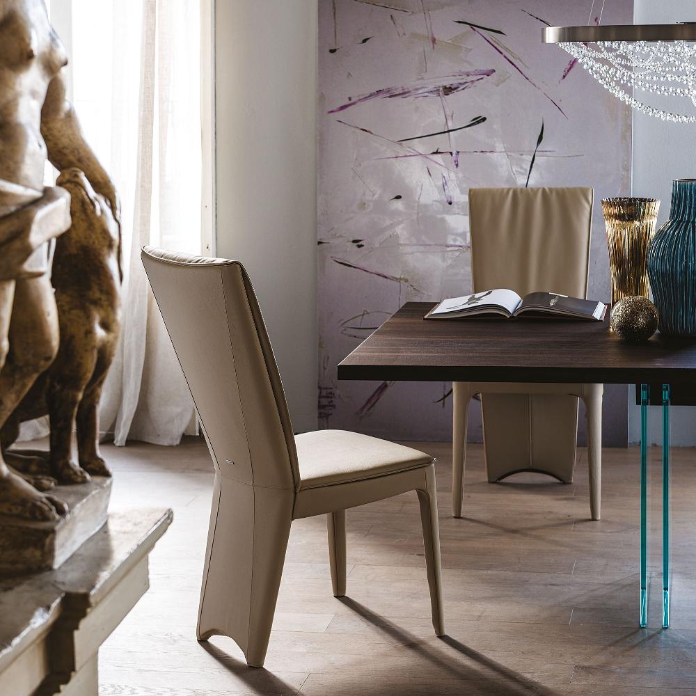 Cattelan Italia Aurelia Modern Dining Chair - Mid-Century Design, Upholstered Seat, Metal Legs - Perfect for Kitchen, Dining Room, or Home Office