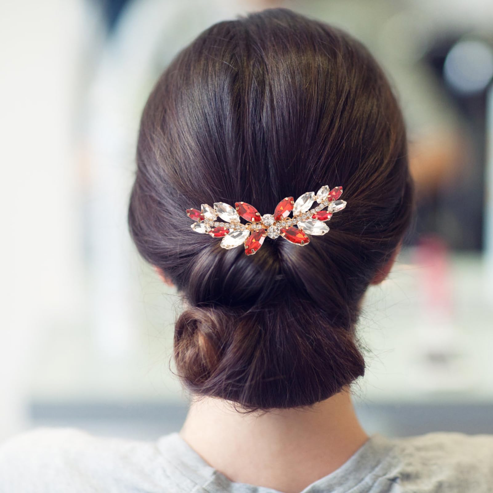 POPETPOP Red Bridal Hair Comb - Wedding Hair Clips for Women, Bride Side Combs for Special Occasions | Perfect for Weddings, Prom, Parties & Formal Events