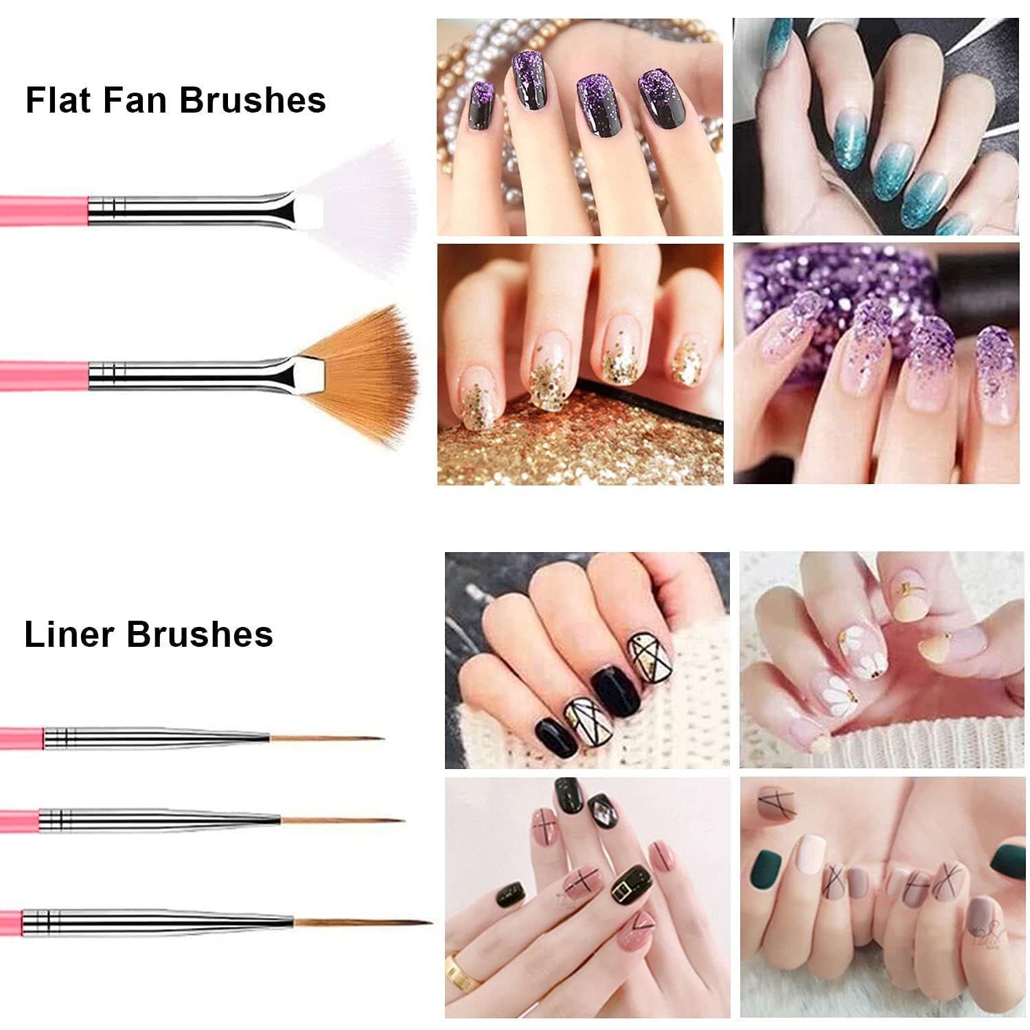 Khelni 48 Bottles 3D Nail Art Set with 15 Pcs Nail Art Brush Kit - Professional Nail Decoration Tools for DIY Manicure, Salon & Home Use