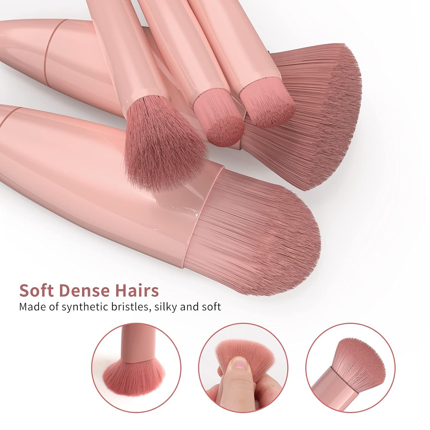**Professional 5-Piece Travel Makeup Brush Set with Mirror – Portable Mini Makeup Brushes Kit for Women, Includes Face, Eye, Eyebrow, Blush & Lip Gloss Brushes – Perfect for On-the-Go Touch-Ups & Travel Beauty Essentials**