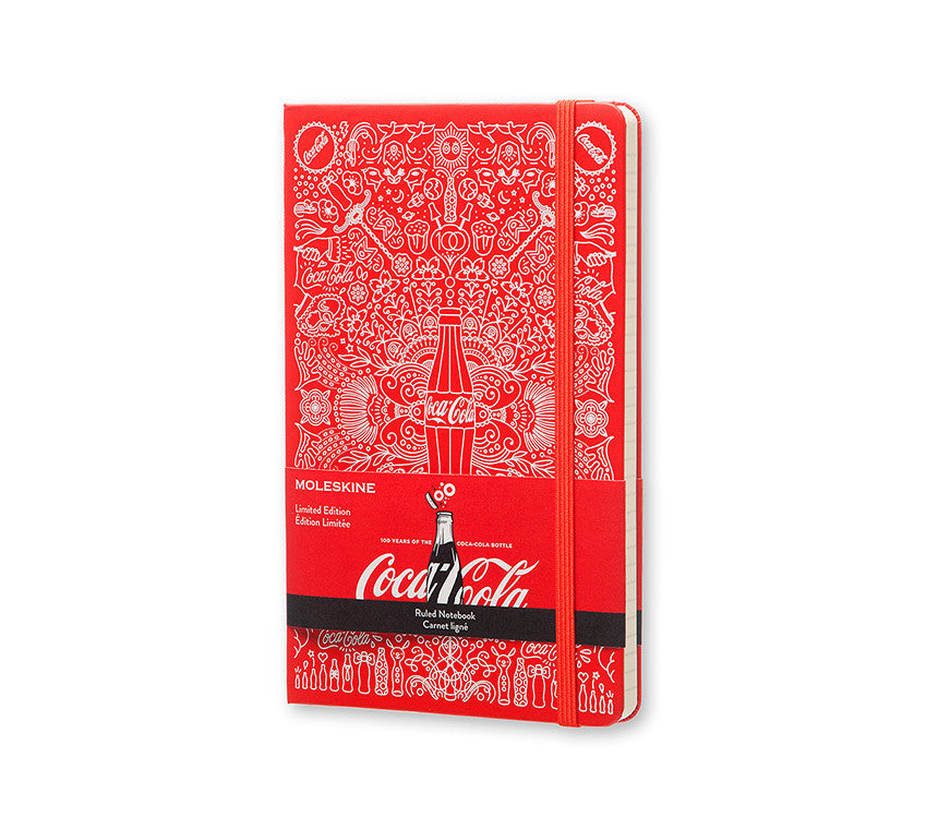 Moleskine Limited Edition Coca-Cola Themed Ruled Notebook - Red Hard Cover for Journaling, Sketching & Collectors