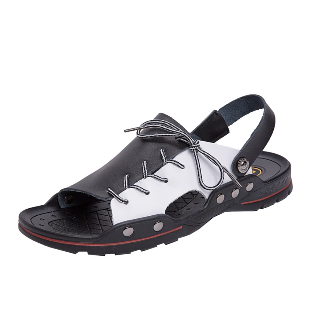 **Men's Summer Sandals - Classic Comfortable Walking Shoes, Soft Breathable Slippers for Outdoor & Beach (Black/White, Size 6.5) | Perfect for Travel, Vacation, and Casual Wear**