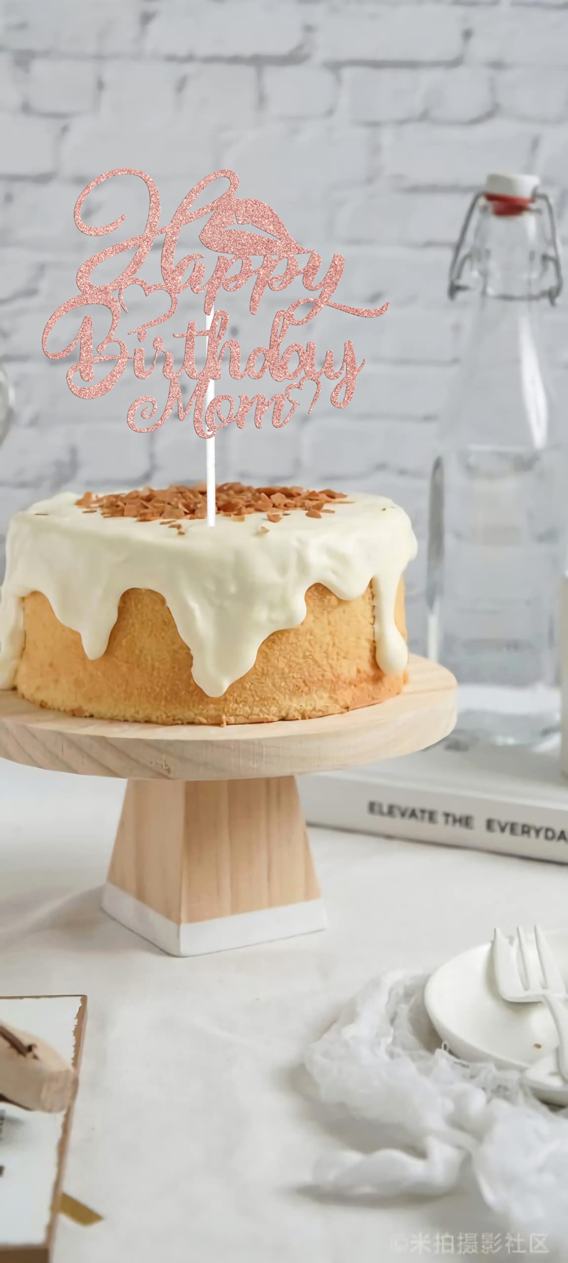 Best Mom Ever Cake Topper - Rose Gold Happy Birthday & Mother's Day Decorations for Parties | Perfect for Mother's Day Celebrations, Birthday Cakes, and Special Occasions