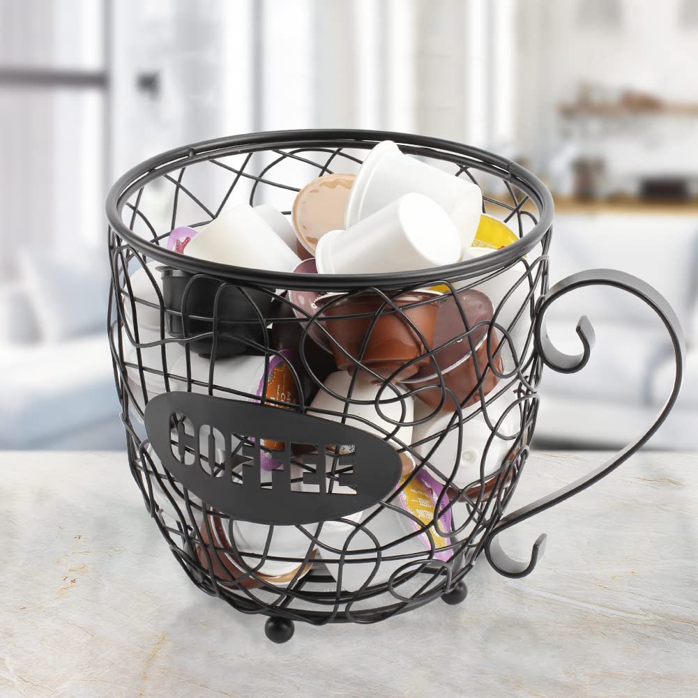 Large Capacity K Cup Holder for Keurig - Organizes 40 Coffee Pods on Countertop | Black Coffee Bar Accessory for Home & Office Use