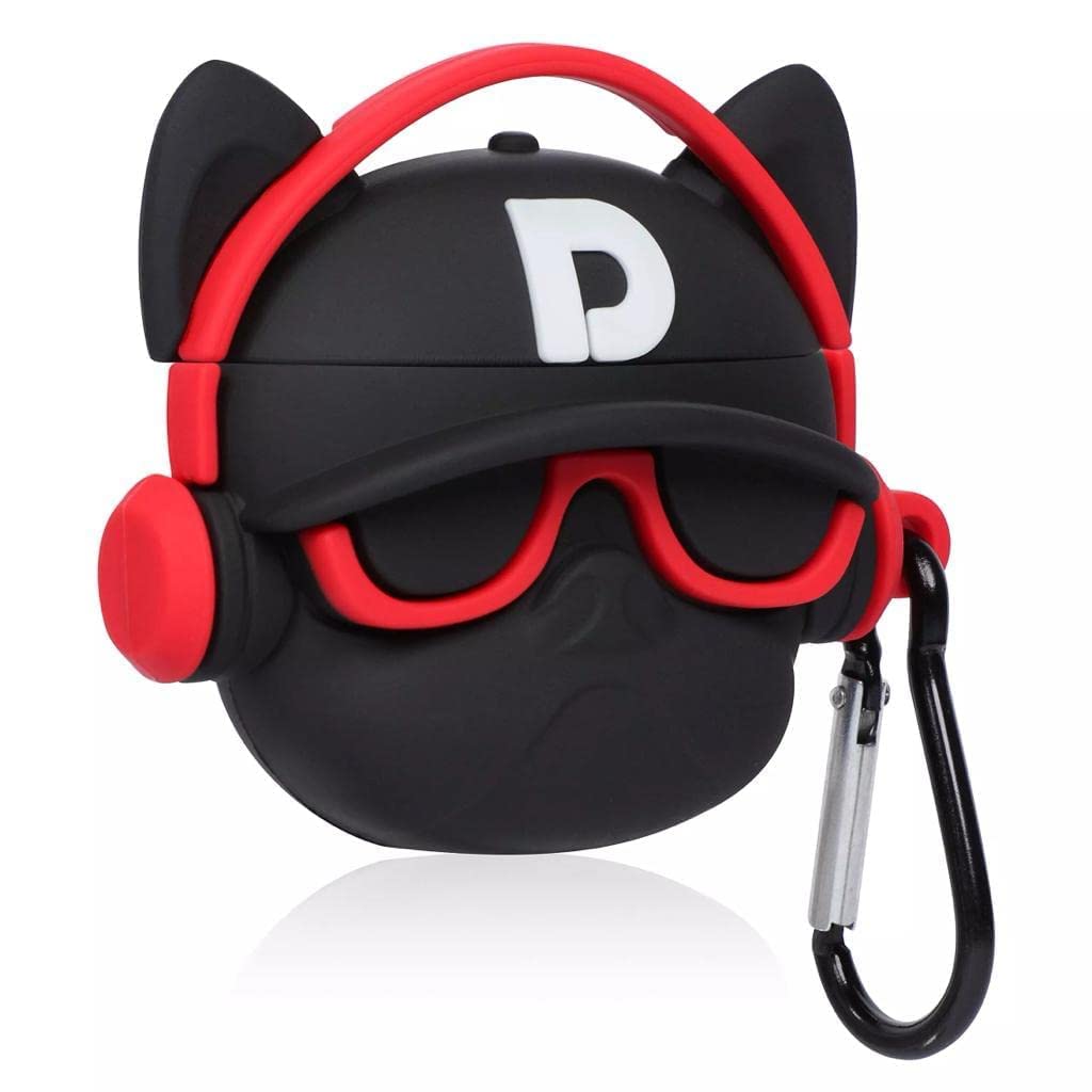 Soomio Soft Silicone AirPods Pro (2019) Case - Cute Cartoon Bulldog Design with 360° Protection & Keychain (Hip Hip Red) - Perfect for Gym, Travel & Daily Use