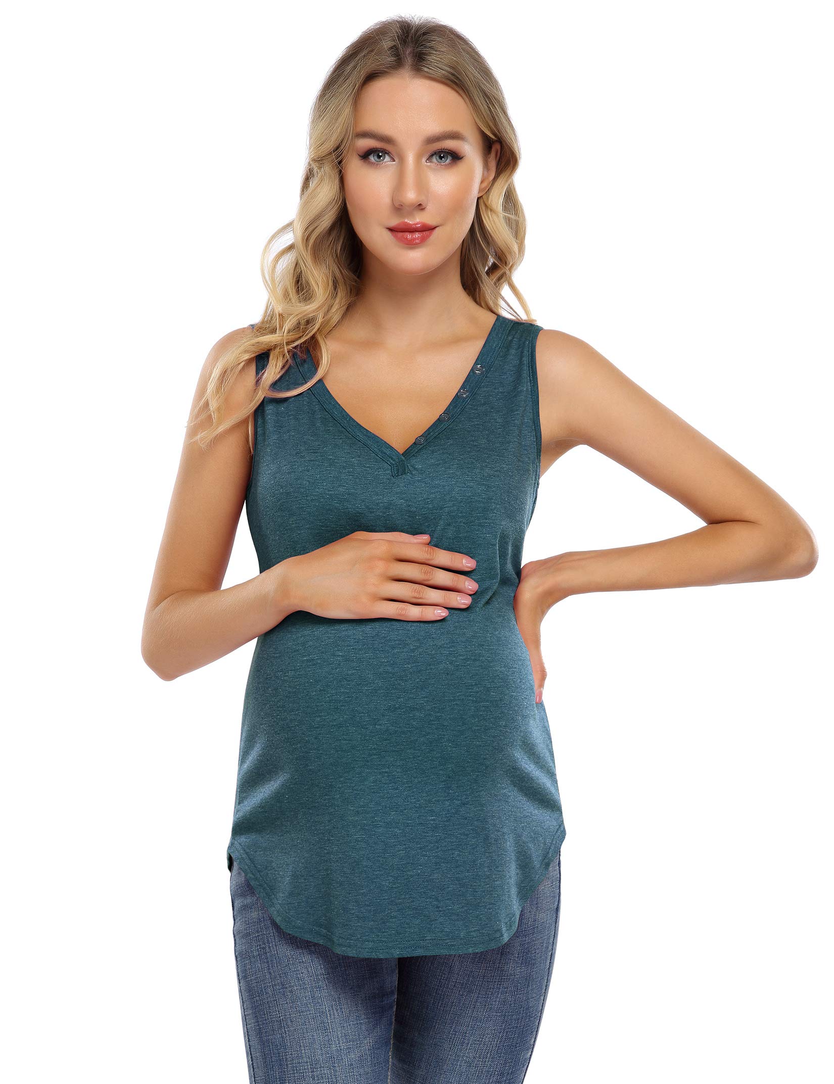 Coolmee Women's Maternity Tunic Tops - 3/4 Sleeve Casual Pregnancy Blouse & Tee Shirt for Everyday Wear, Nursing, Office & Maternity Photos
