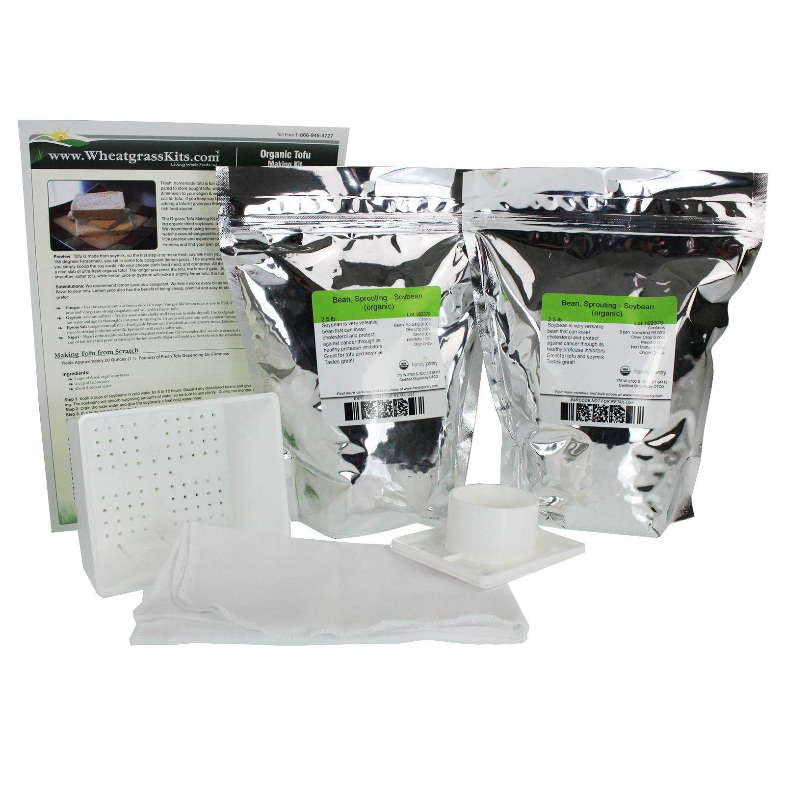Organic Tofu Making Kit - 5 Lbs Non-GMO Yellow Soybeans, DIY Tofu Press Mold with Step-by-Step Instructions | Perfect for Vegan Cooking, Homemade Soy Products & Japanese Cuisine
