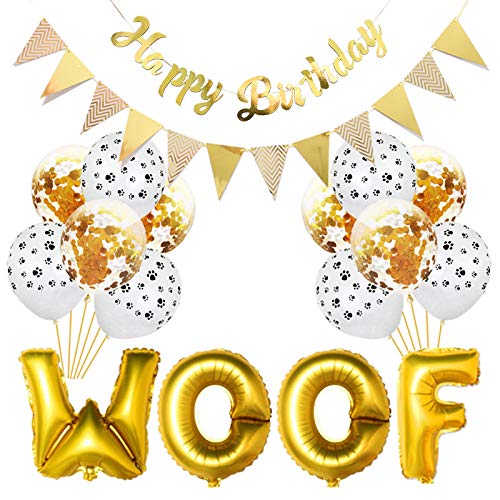 Dog Birthday Party Supplies Decorations - WOOF Letter Balloons, Paw Print Balloons & Happy Birthday Banner for Pet Celebrations | Perfect for Dog Themed Birthday Parties, Puppy Adoption Celebrations & Pet Lover Events