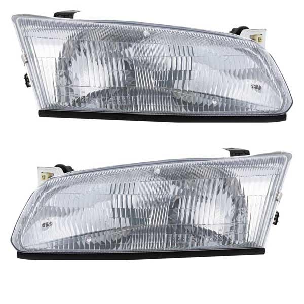 CAPA Certified 97-99 Toyota Camry Halogen Headlight Assembly - Left & Right Set with Bulbs | Direct Fit Replacement for Improved Night Driving Safety