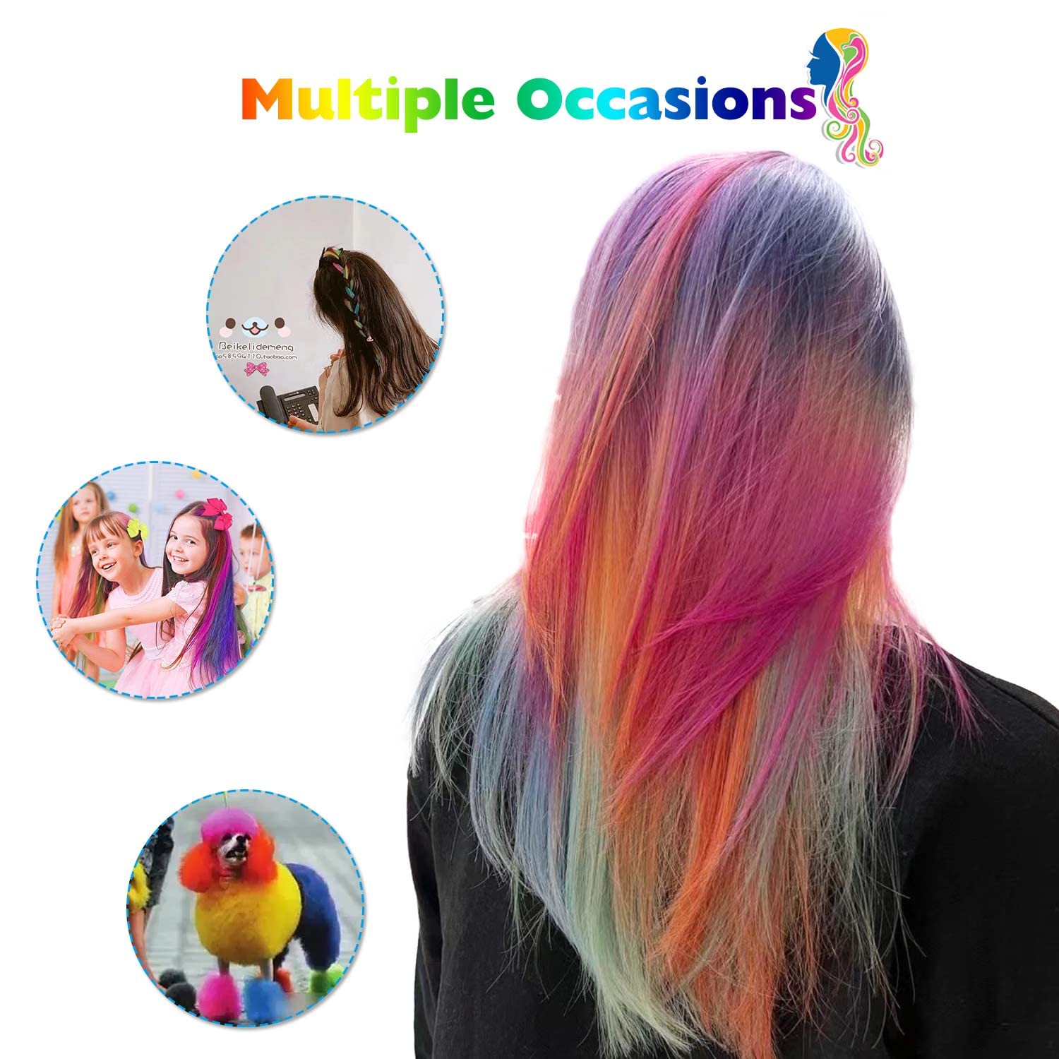 6pcs Temporary Hair Chalk Comb Set - Washable Hair Color Pens & Bright Hair Dye Cream for Kids | Perfect for Girls' Gifts, Cosplay, Halloween & Christmas | Fun Party Makeup & Children's Day Activities