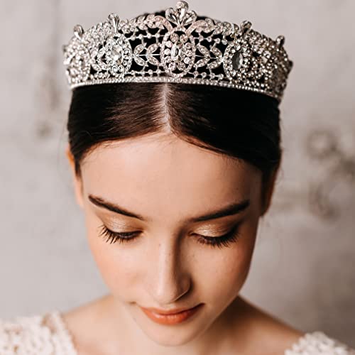 Elegant Baroque Crown for Women - Vintage Queen Tiara with Crystals | Gothic Bridal Wedding Crown for Brides, Princess & Girls | Perfect for Weddings, Prom, Cosplay & Special Events