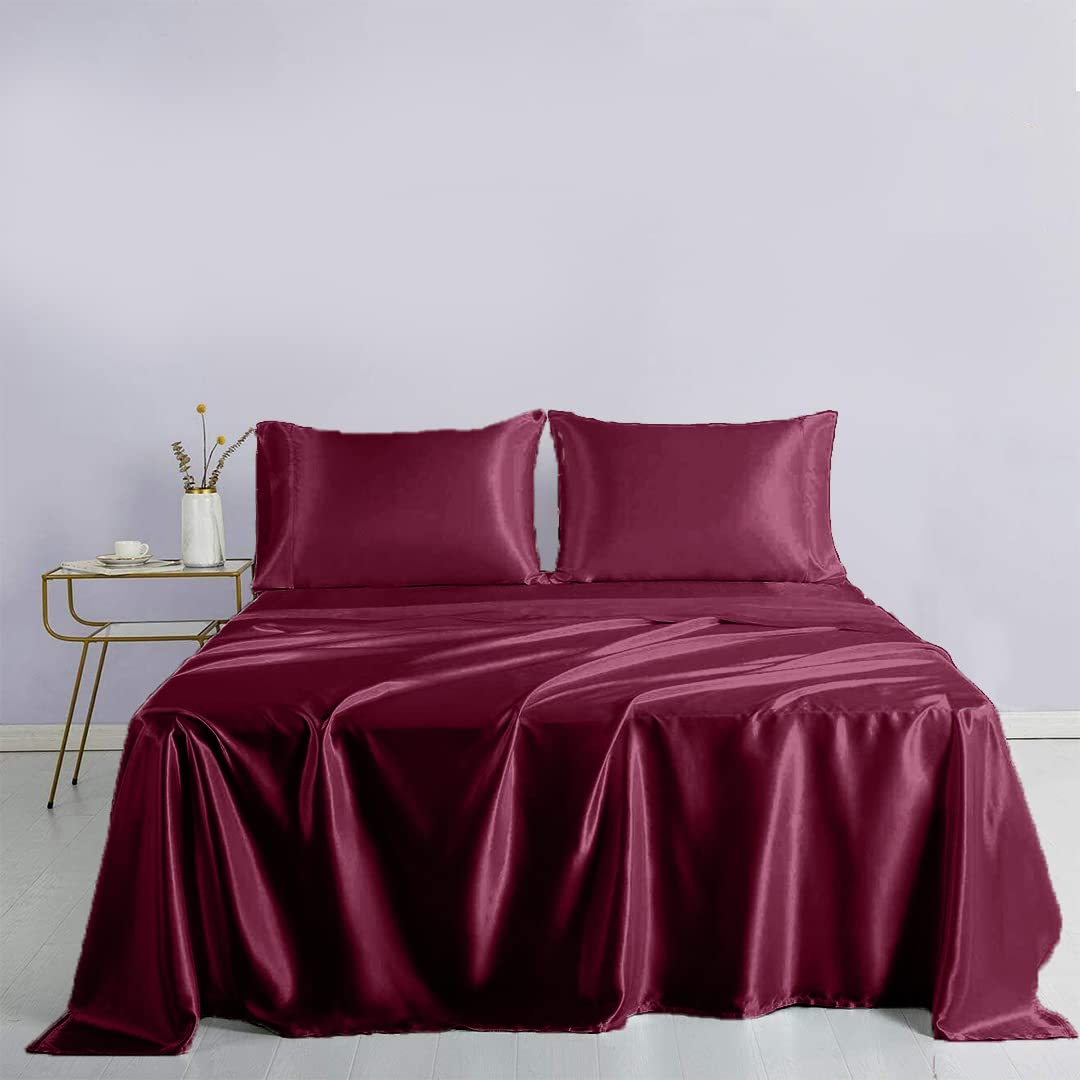 Luxury 6-Piece Silk Satin Bed Sheet Set with 19