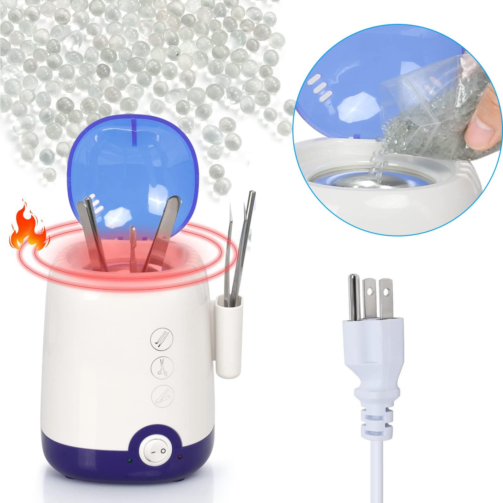 Professional Nail Tool Sterilizer Machine - High Temperature UV Sanitizer for Manicure Tools, Nippers & Hair Scissors | Portable Blue Sterilization Pot with Storage Container | Ideal for Nail Salons, Barbershops & Home Use