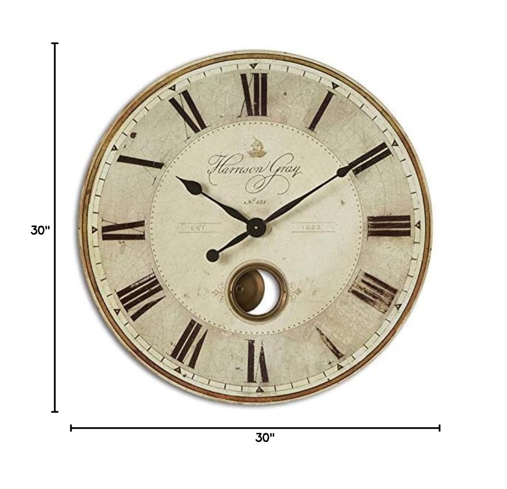 BOWERY HILL Modern 30 Inch Round Wall Clock - Black and Ivory Finish - Perfect for Living Room, Bedroom, Office & Home Decor