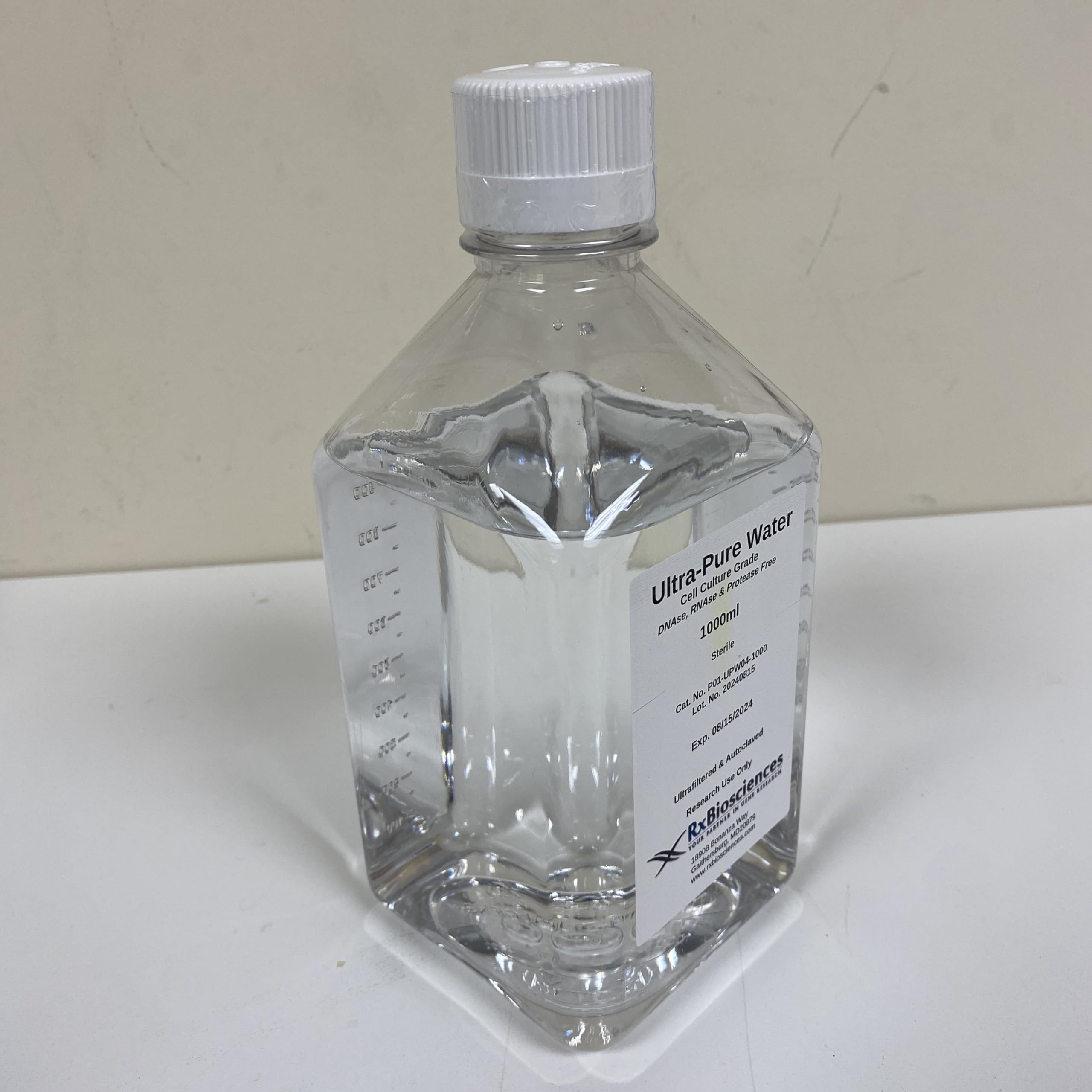 Ultra Pure Water for Cell Culture - 1000mL (1L) Lab-Grade Sterile Water | Certified for Research, IVF, and Biomedical Applications | Ideal for Laboratories, Clinics, and Scientific Experiments