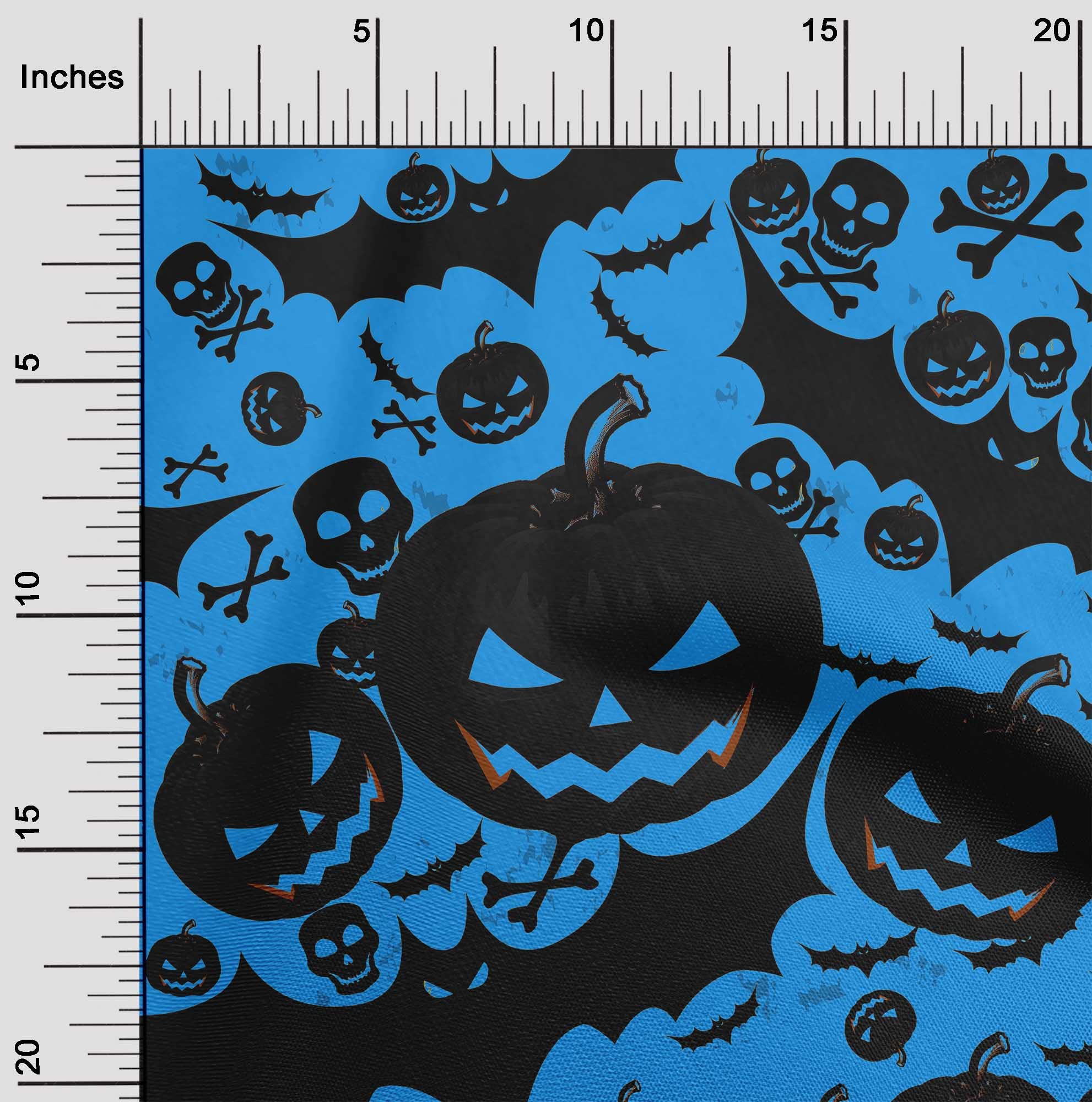 Velvet Blue Halloween Fabric by The Yard - 58 Inch Wide Printed Sewing Material for DIY Costumes, Dresses & Home Decor | Premium Quality Sewing Supplies for Crafting & Apparel Making