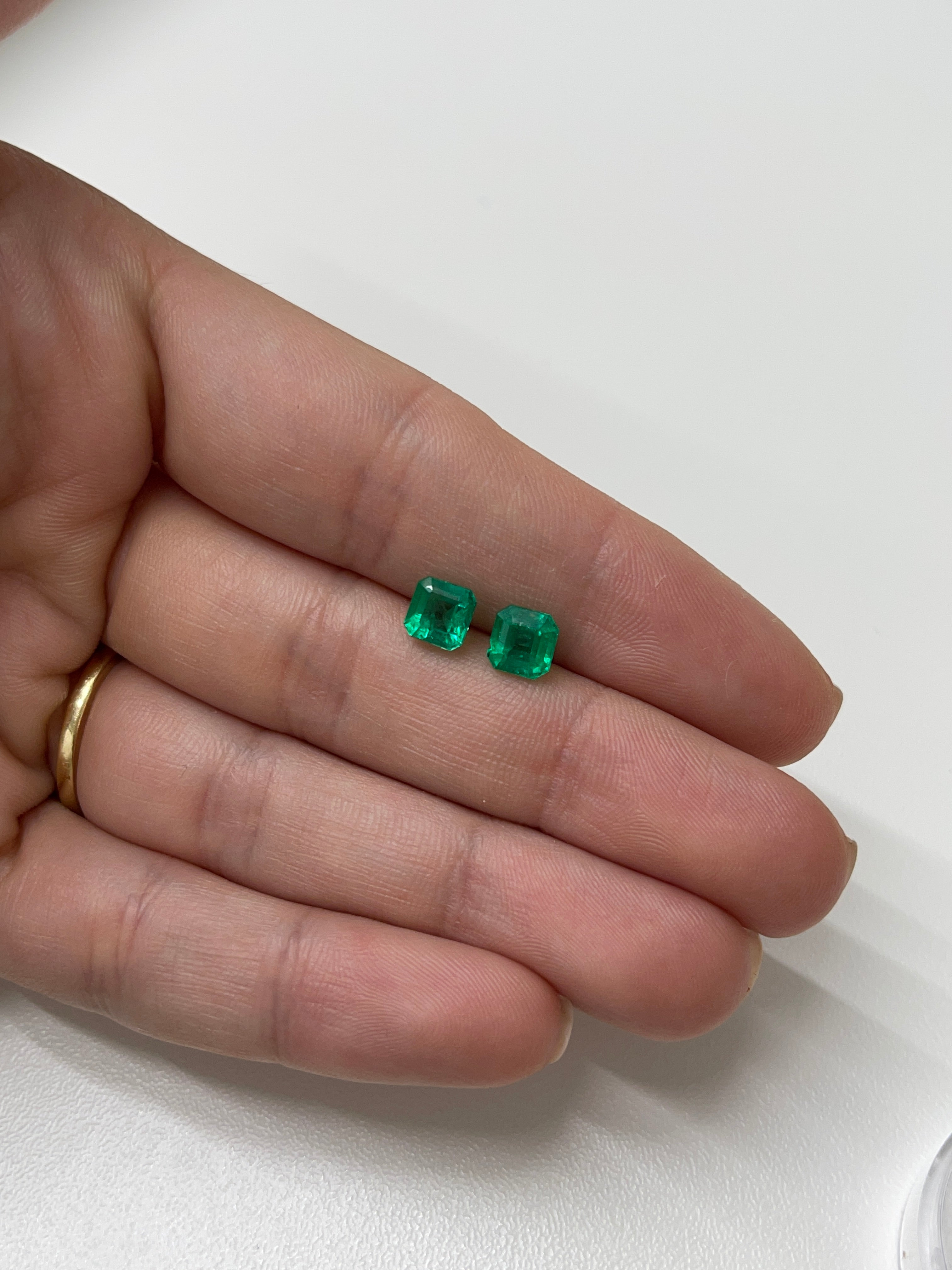 2.19tcw 6x6mm AAA Matching Muzo Green Loose Colombian Emeralds - Asscher Cut Gemstones for Jewelry Making, Engagement Rings & Luxury Gifts