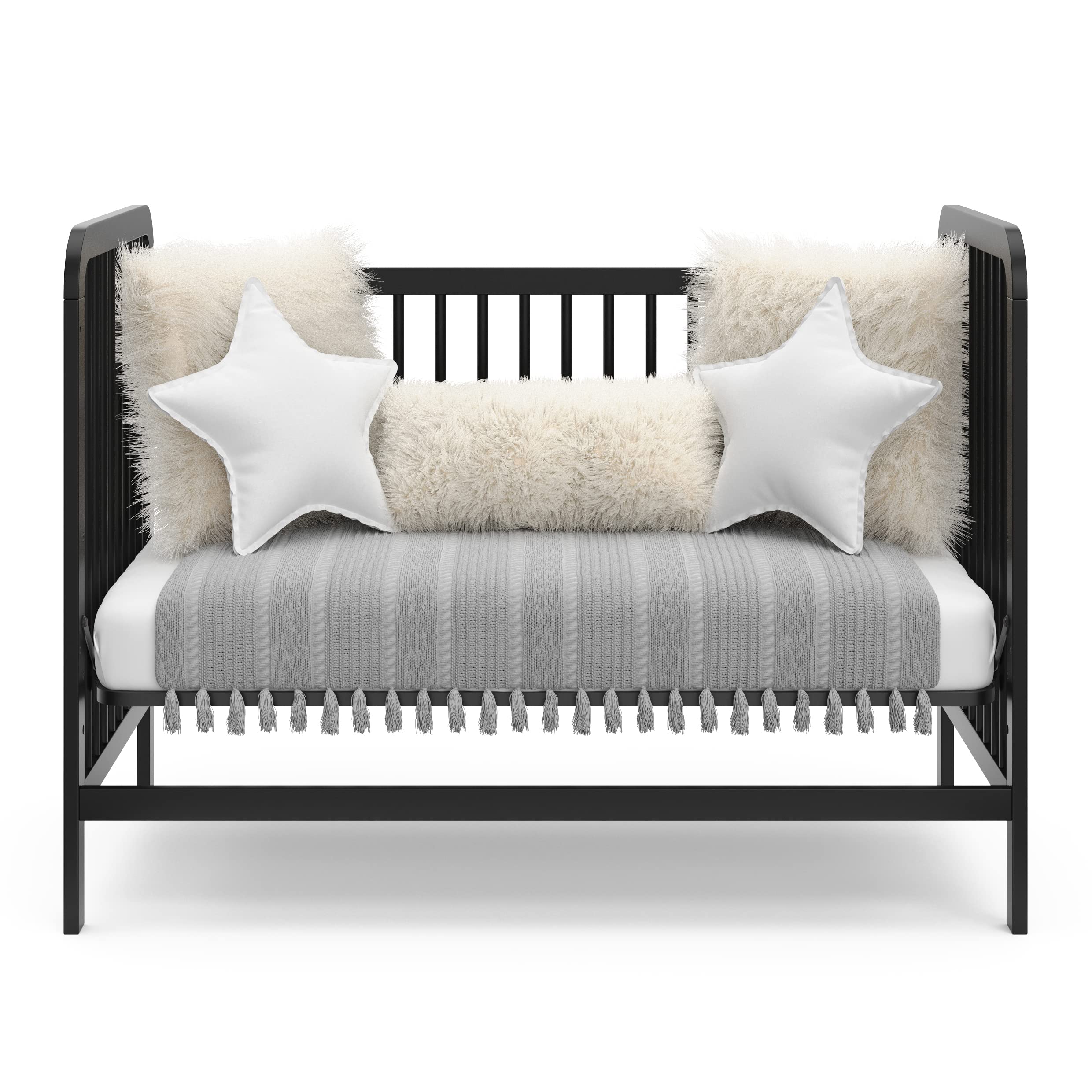Storkcraft Pasadena 3-in-1 Convertible Baby Crib (Black) – GREENGUARD Gold Certified, Converts to Daybed & Toddler Bed, Fits Standard Full-Size Crib Mattress, Adjustable Height – Perfect for Nursery, Bedroom & Growing Toddlers