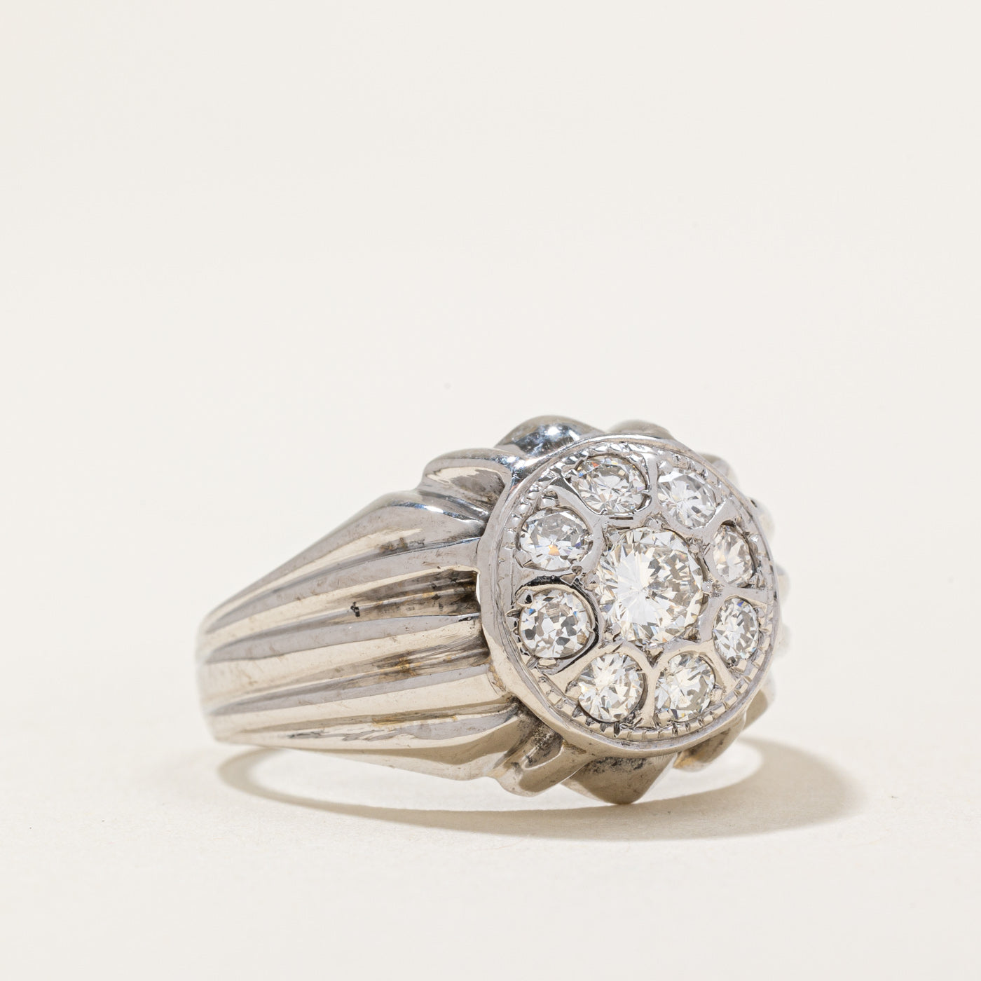 19k Portuguese Diamond Cocktail Ring - 0.70ctw Sparkling Gemstone Jewelry for Women | Size 8.5 | Perfect for Evening Parties, Weddings & Special Occasions